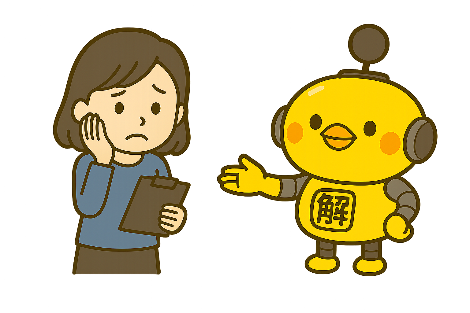 困っている広報担当者のイラスト