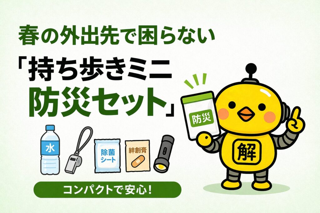 春の外出先で困らない「持ち歩きミニ防災セット」 | 解決.com