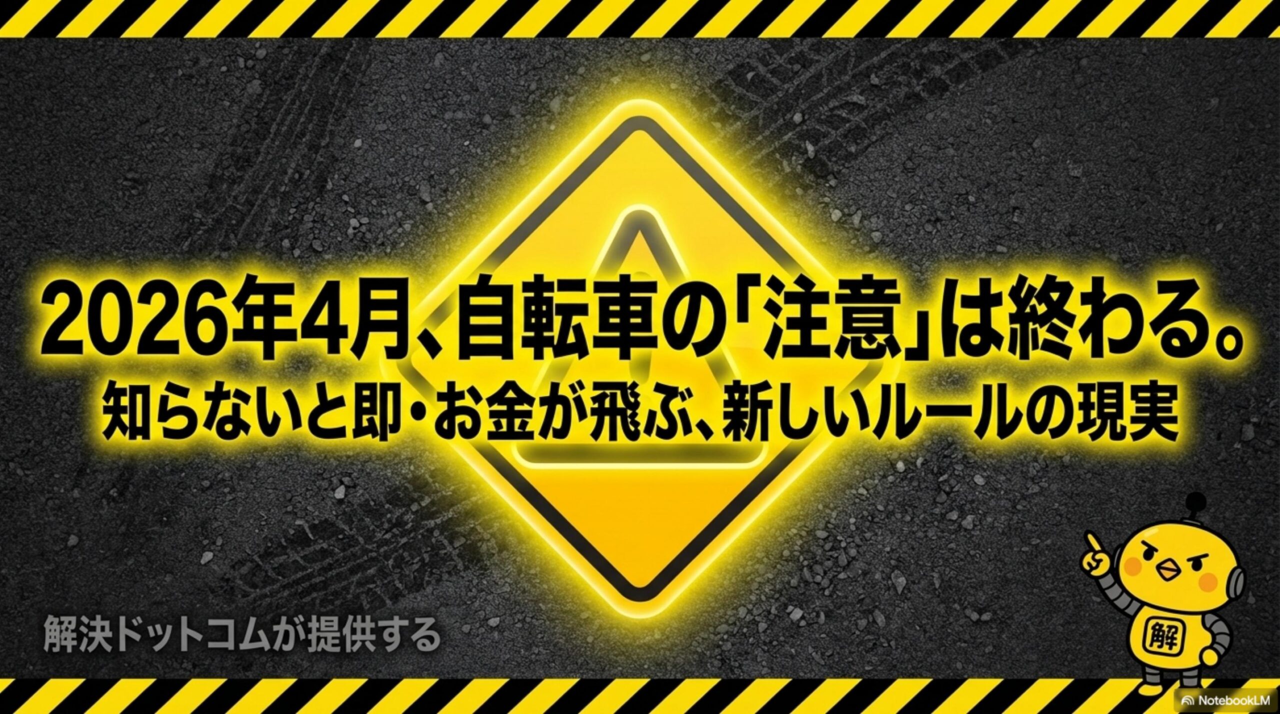 2026年4月、自転車の「注意」は終わる。知らないと即・お金が飛ぶ、新しいルールの現実。解決ドットコムが提供する