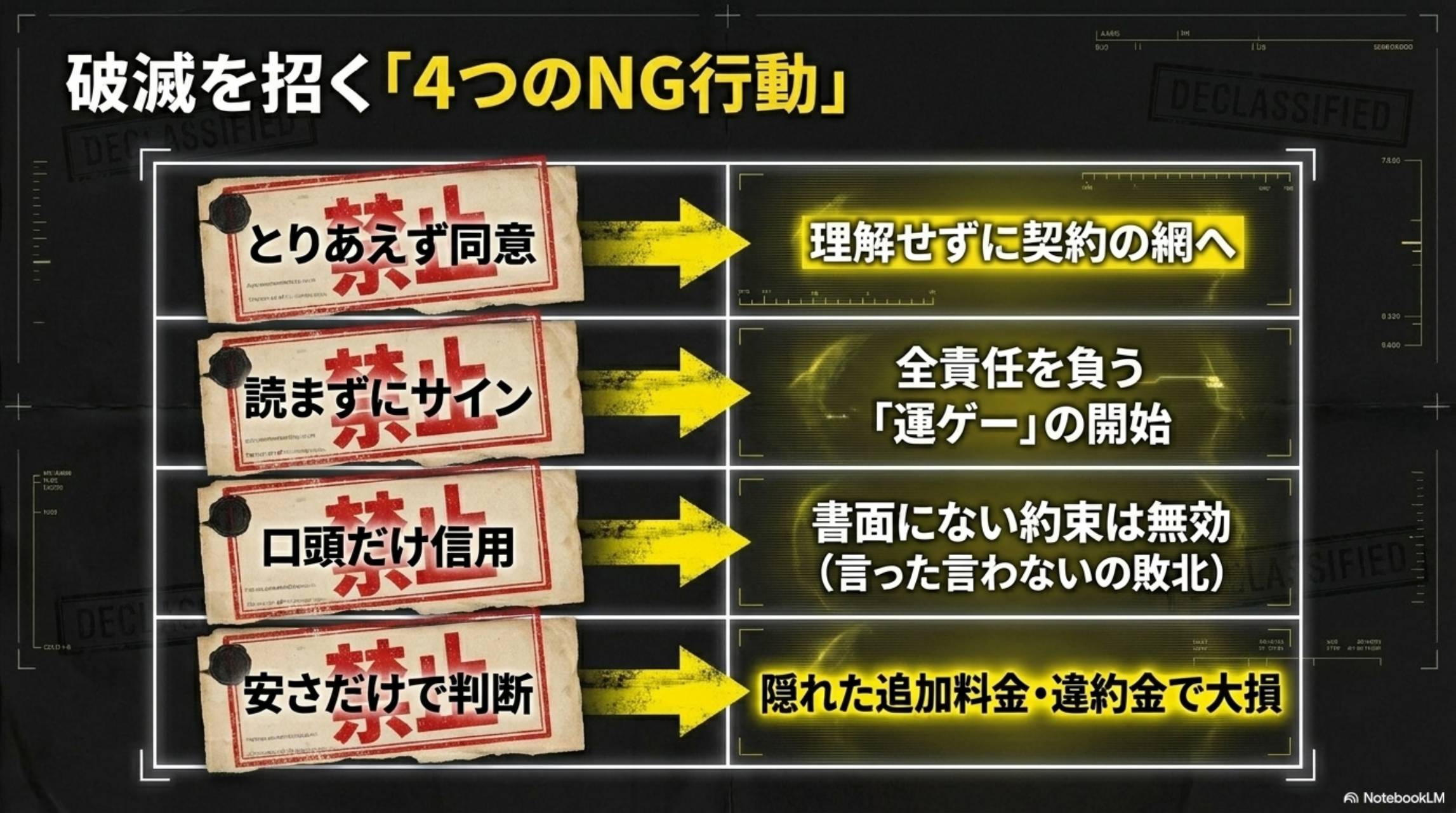 破滅を招く「4つのNG行動」