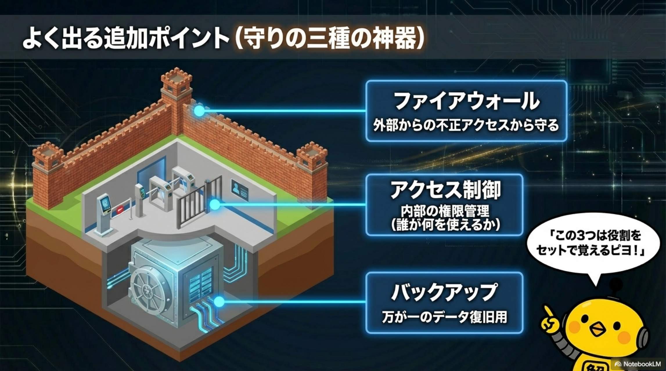 よく出る追加ポイント（守りの三種の神器）
