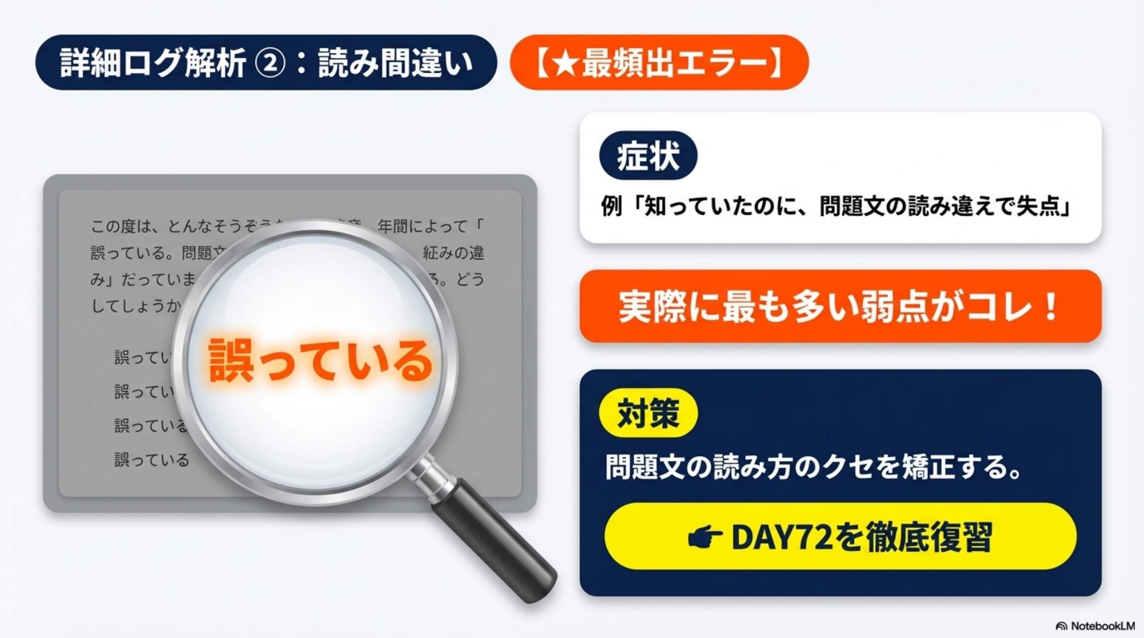 詳細ログ解析②：読み間違い【★最頻出エラー】問題文の読み方のクセを矯正する
