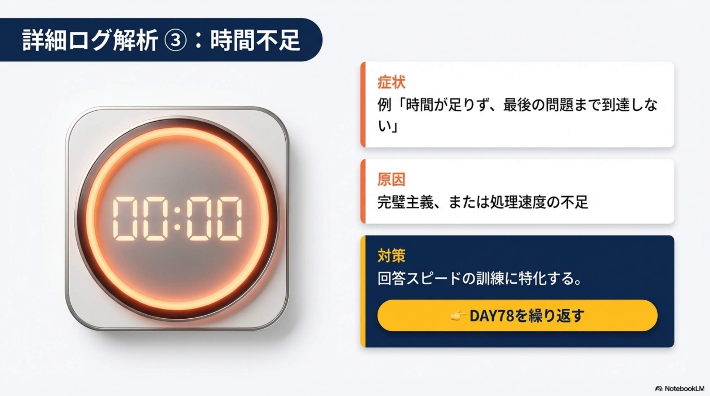 詳細ログ解析③：時間不足 回答スピードの訓練に特化する