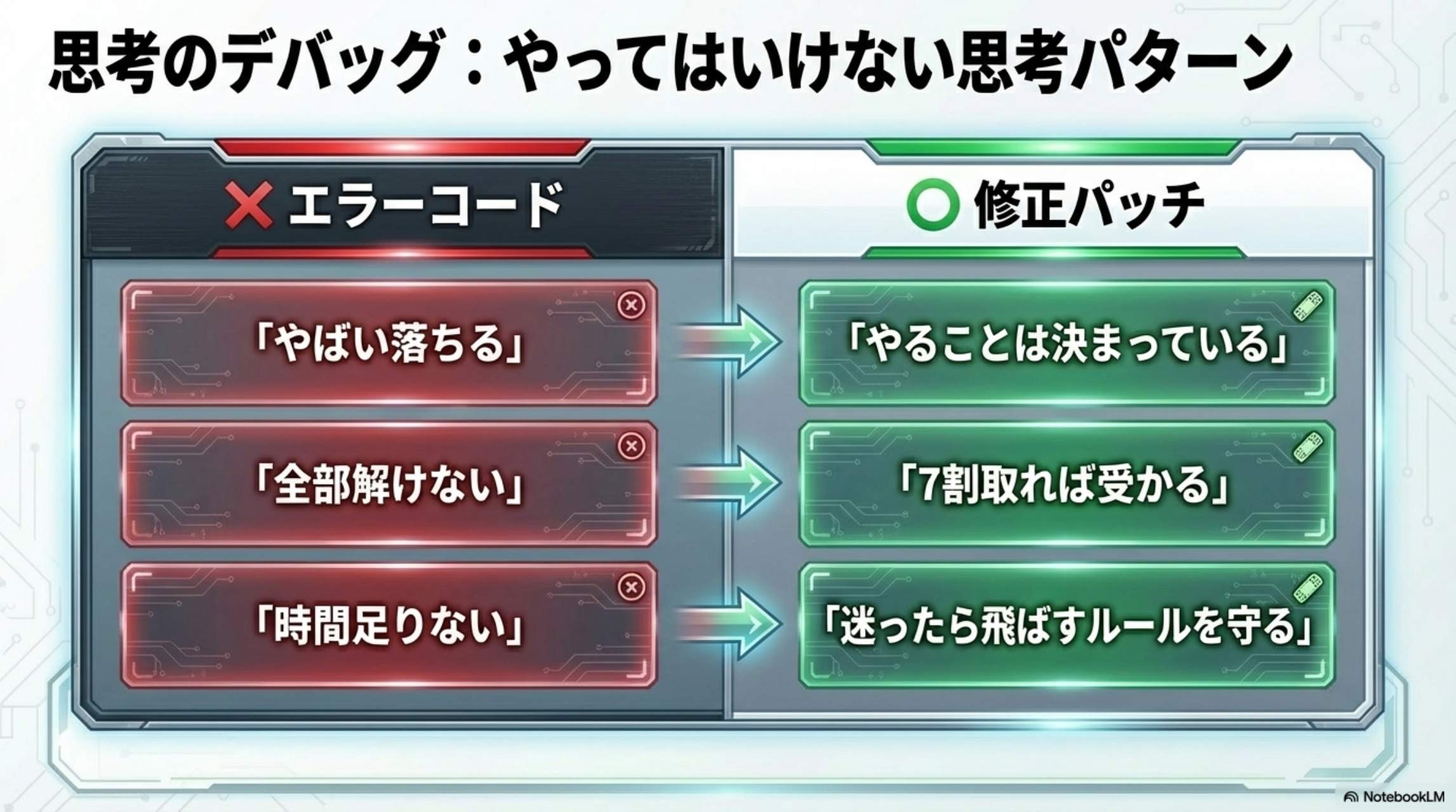 第3章 不安が出たときの対処：分からない問題出る → 正しい思考「みんな分からない」→ 自分だけじゃない