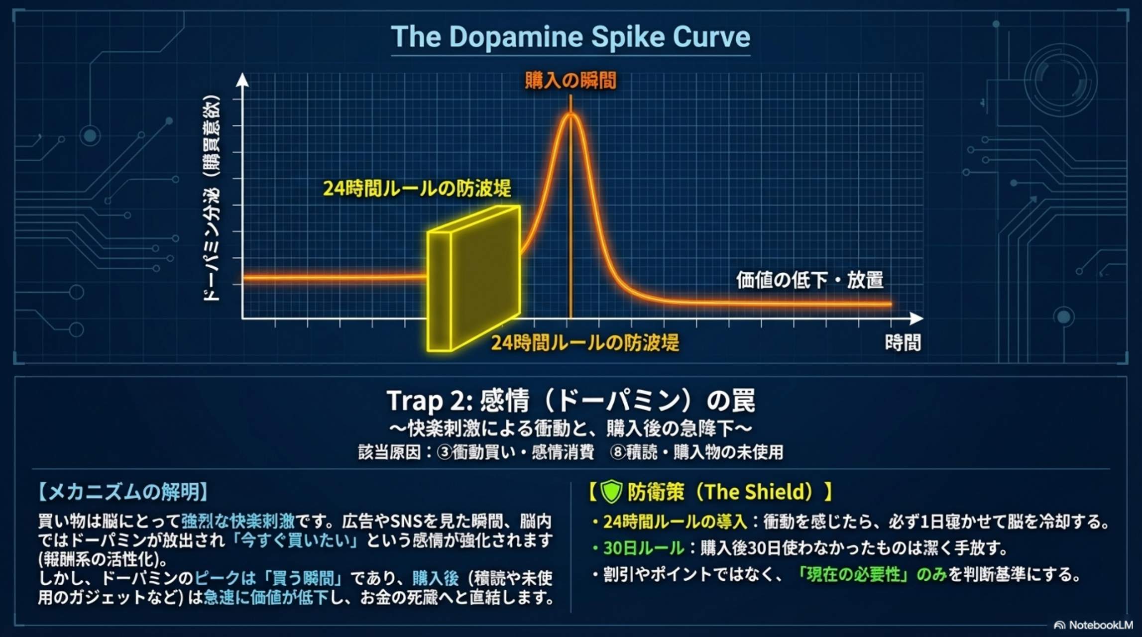 The Dopamine Spike Curve - Trap 2: 感情（ドーパミン）の罠 〜快楽刺激による衝動と購入後の急降下〜