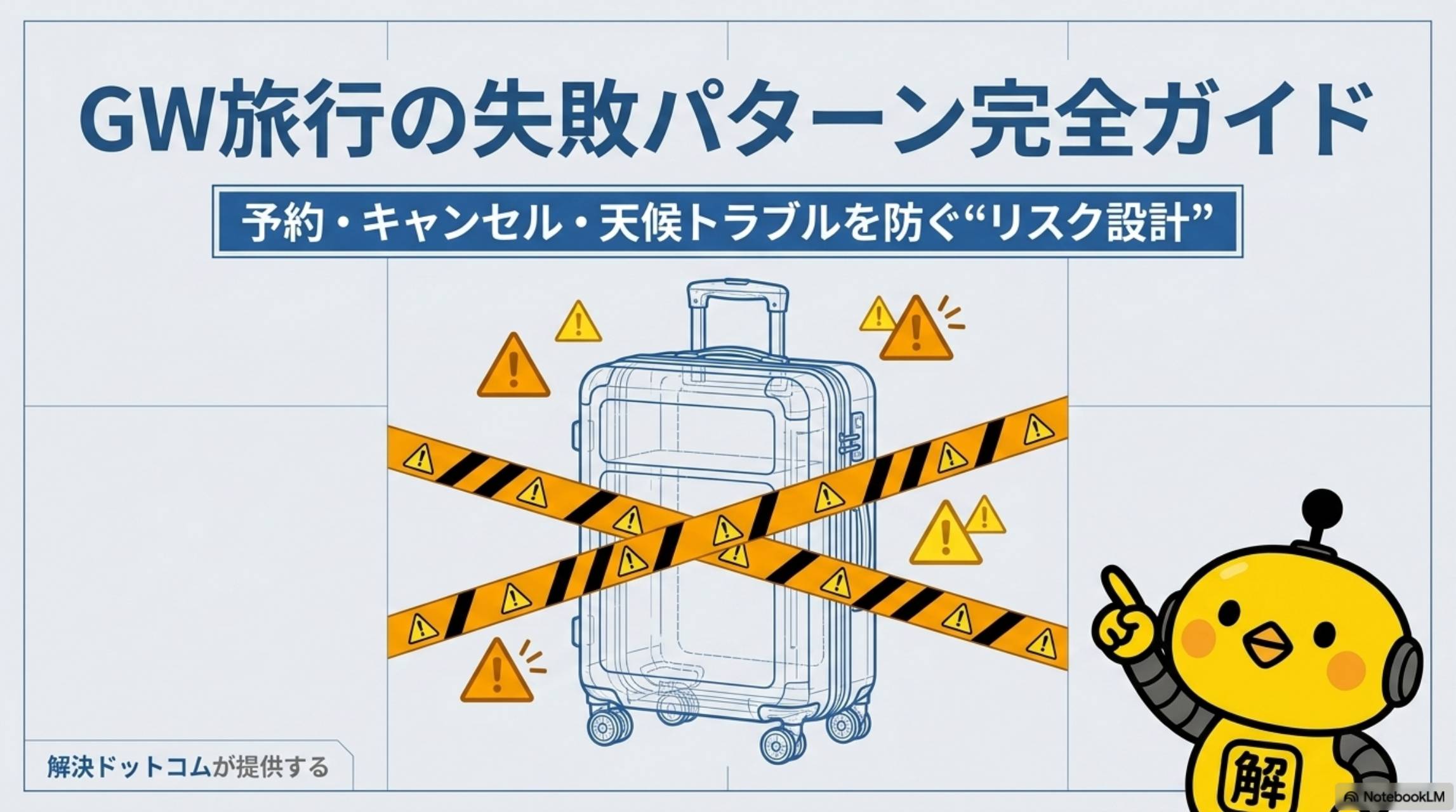 GW旅行の失敗パターン完全ガイド。予約・キャンセル・天候トラブルを防ぐリスク設計。解決ドットコムが提供する