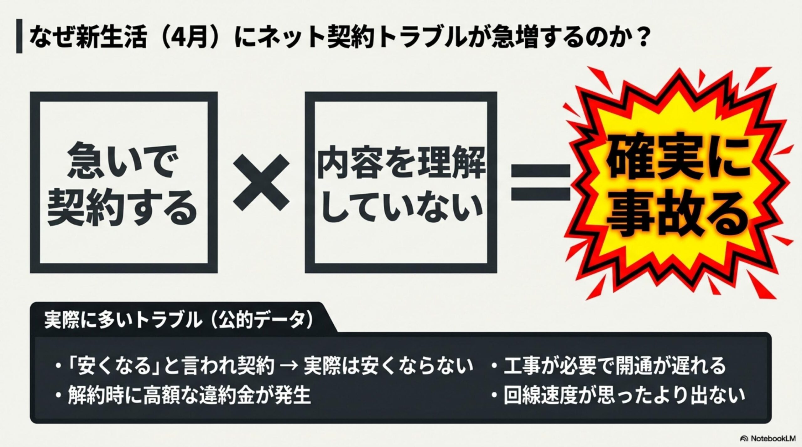 なぜ新生活4月にネット契約トラブルが急増するのか。急いで契約する×内容を理解していない＝確実に事故る。実際に多いトラブル（公的データ）