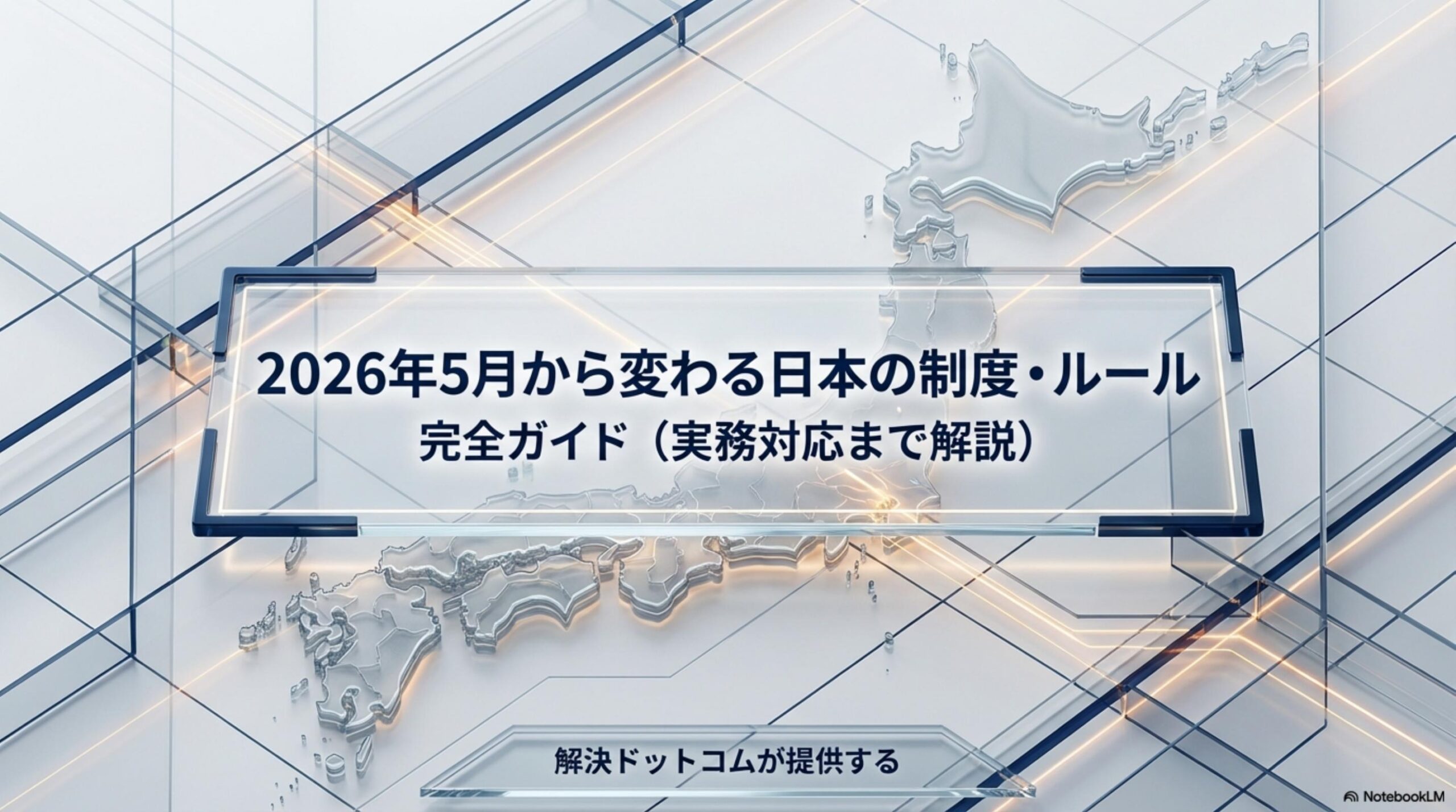 2026年5月、ごまかしが一切通用しなくなる。薬機法・金融商品取引法・景品表示法・民事訴訟IT化・事業性融資推進法・道路交通ルール——6分野の制度変更完全ガイド。解決ドットコム提供