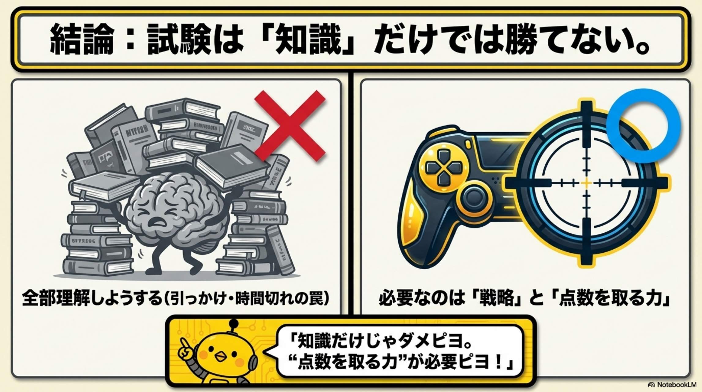 結論：試験は知識だけでは勝てない