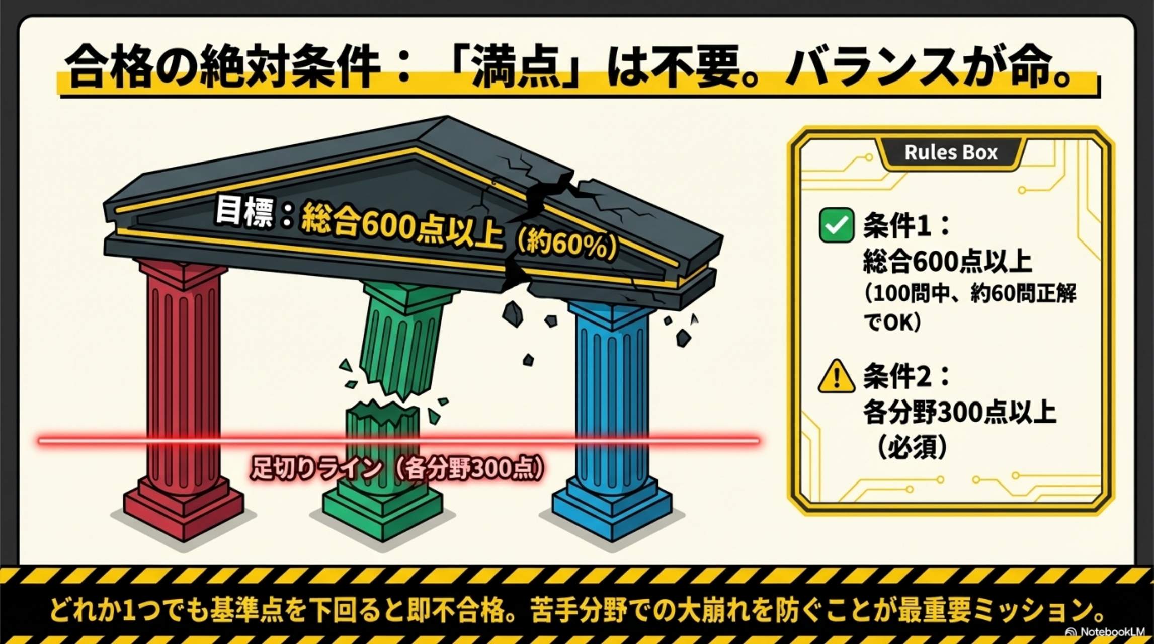 合格の絶対条件：満点は不要。バランスが命。