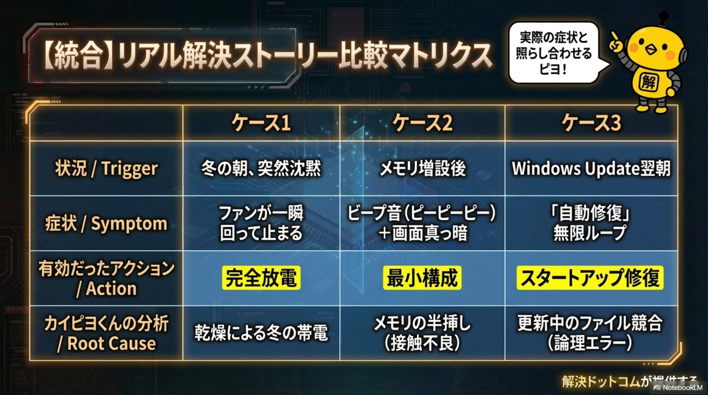 リアル解決ストーリー比較マトリクス