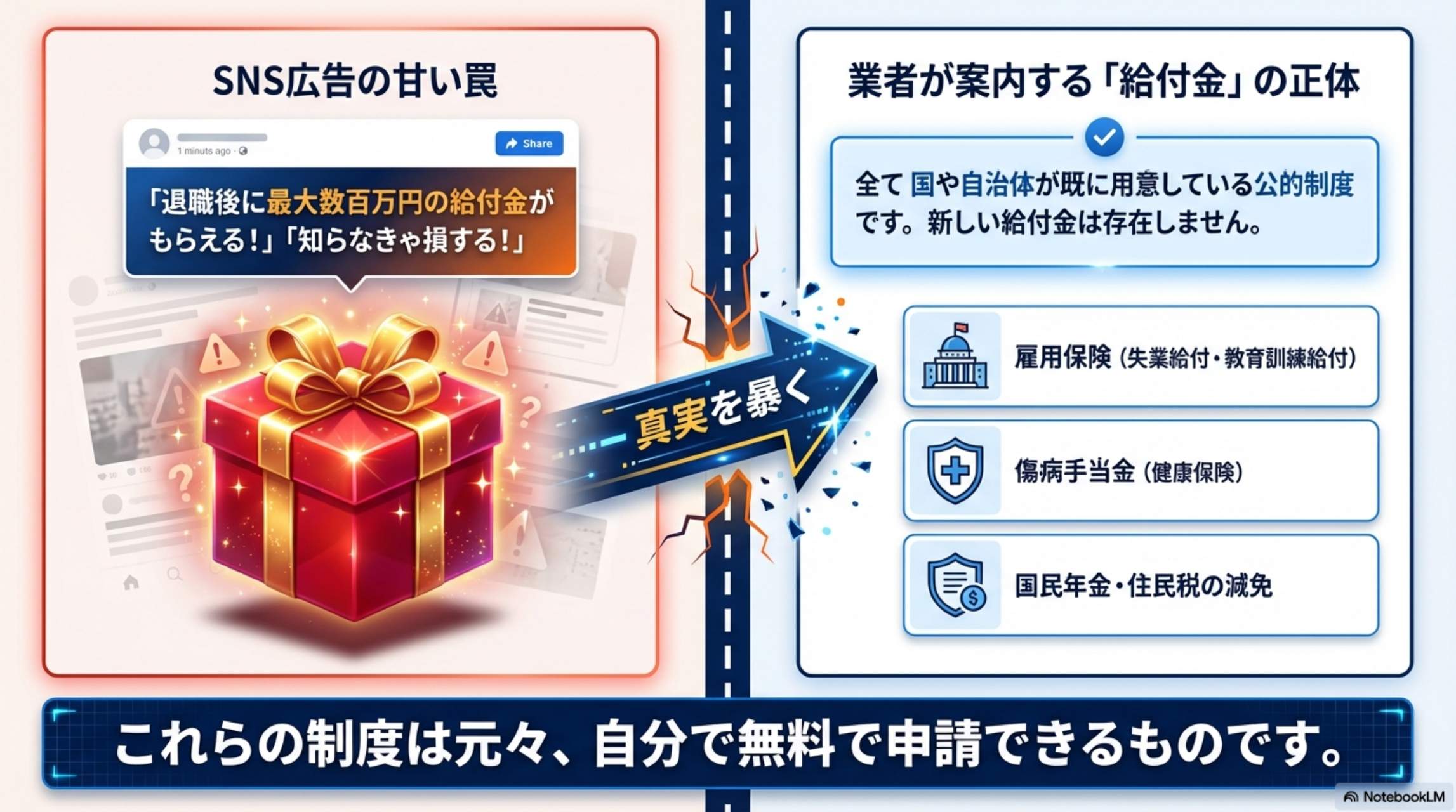 SNS広告の甘い罠と業者が案内する給付金の正体 - 全て公的制度、自分で申請できる
