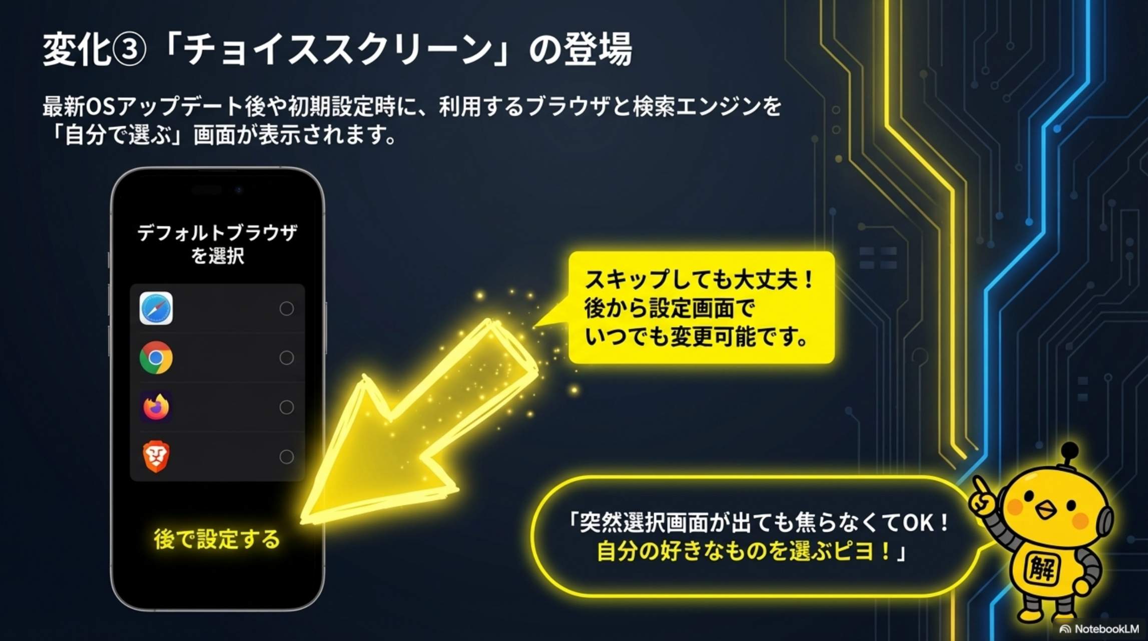 変化③ チョイススクリーンの登場 - ブラウザ選択画面のデモ