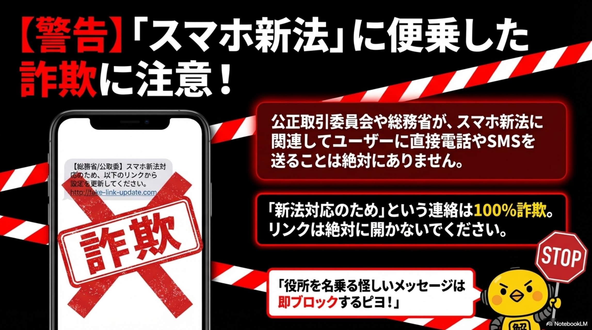 警告 スマホ新法に便乗した詐欺に注意 - 詐欺SMSの例と対処法