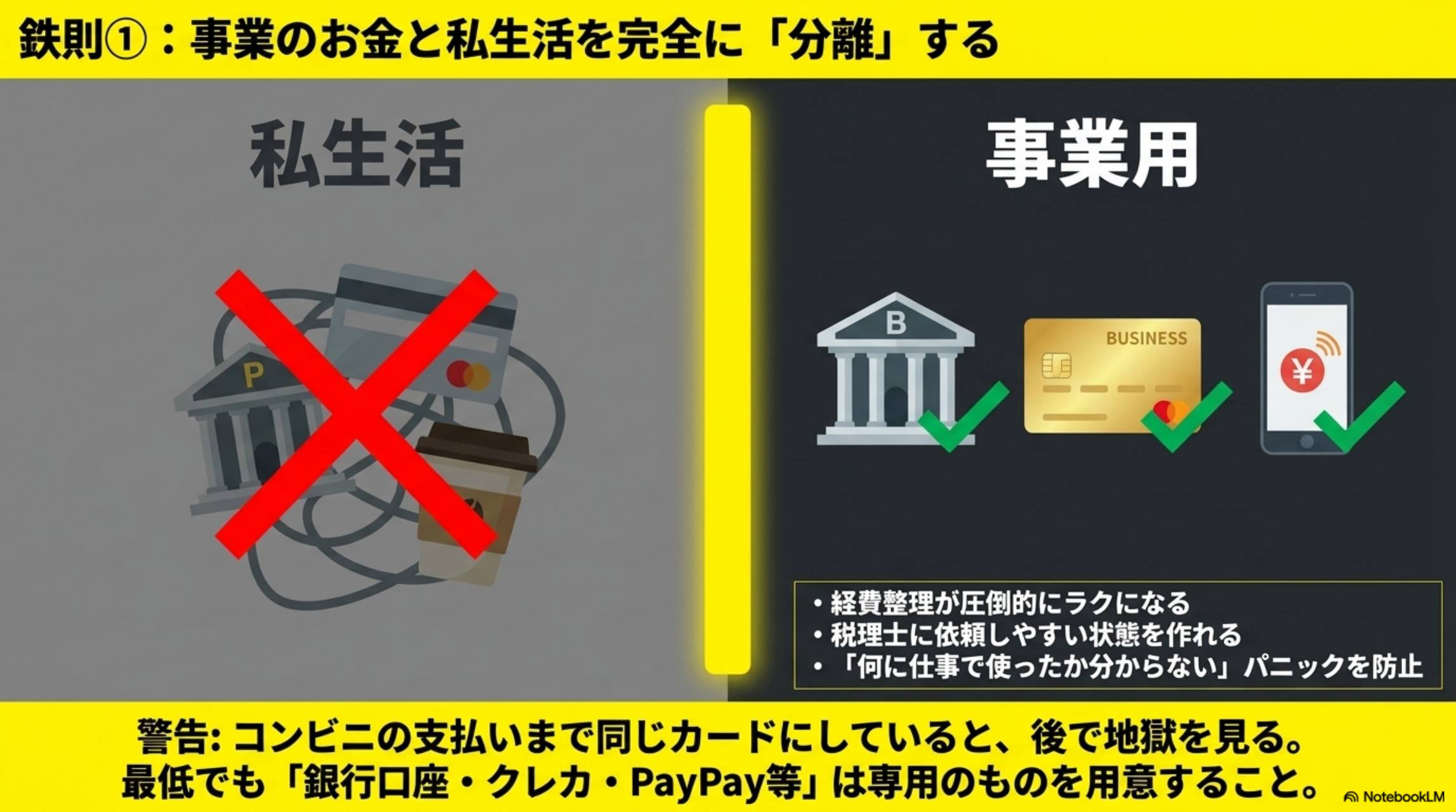 鉄則①：事業のお金と私生活を完全に分離する
