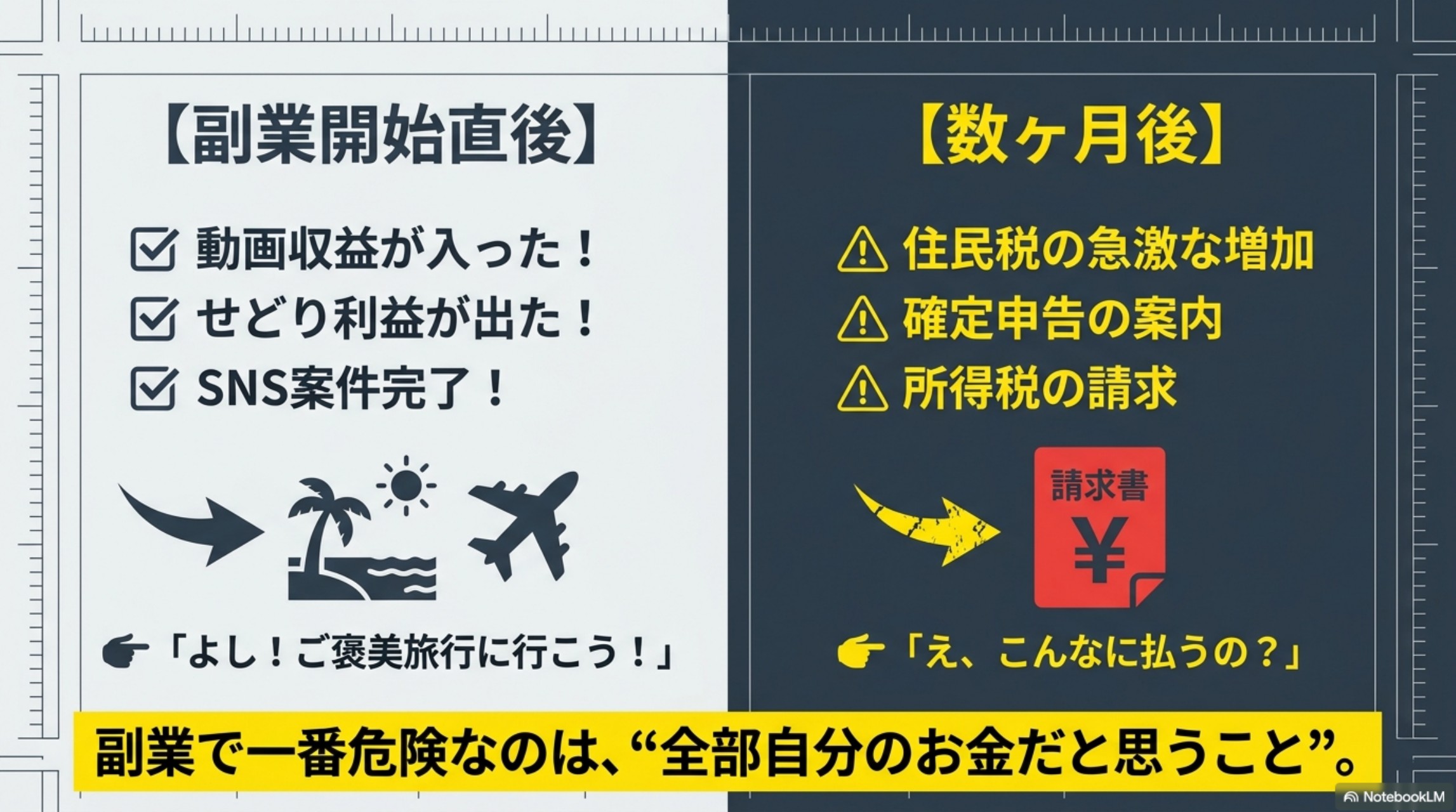 副業開始直後の高揚感と、数ヶ月後にやってくる税金の請求