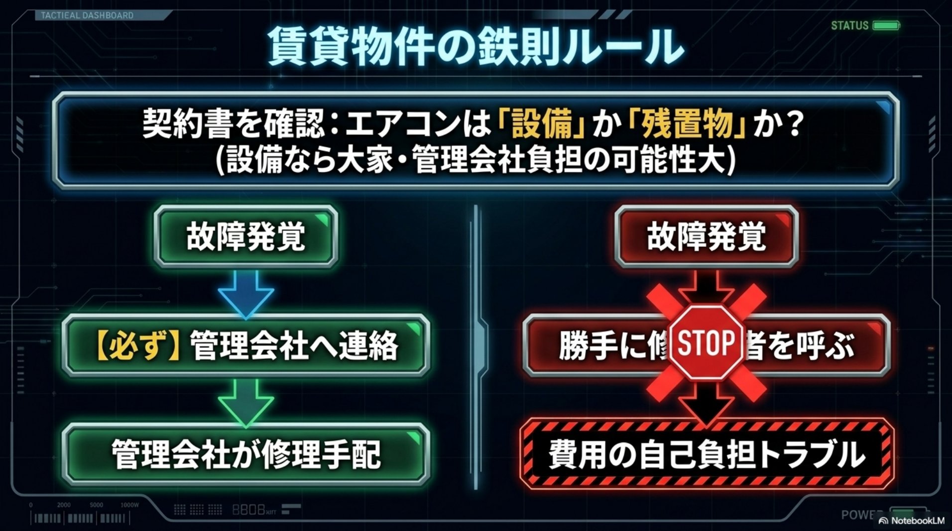 賃貸物件の鉄則ルール・エアコンは設備か残置物か契約書で確認し管理会社へ連絡