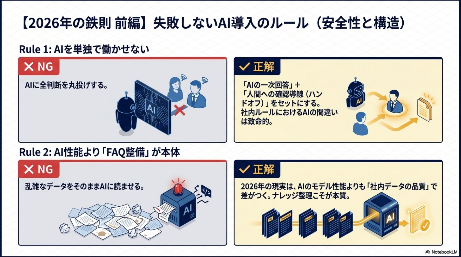 2026年の鉄則前編・AIを単独で働かせないこととFAQ整備が本体であること
