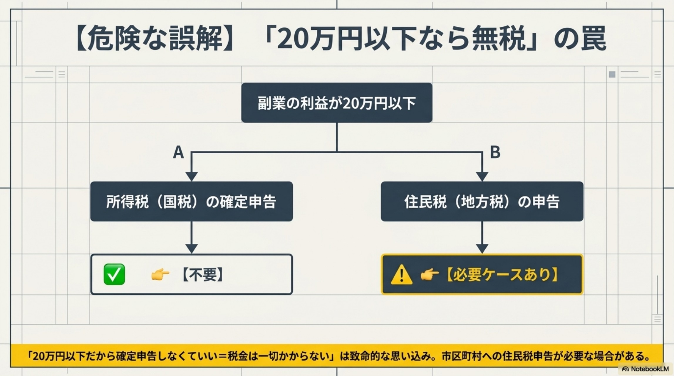 副業20万円以下なら無税という誤解・所得税の申告は不要でも住民税の申告は必要