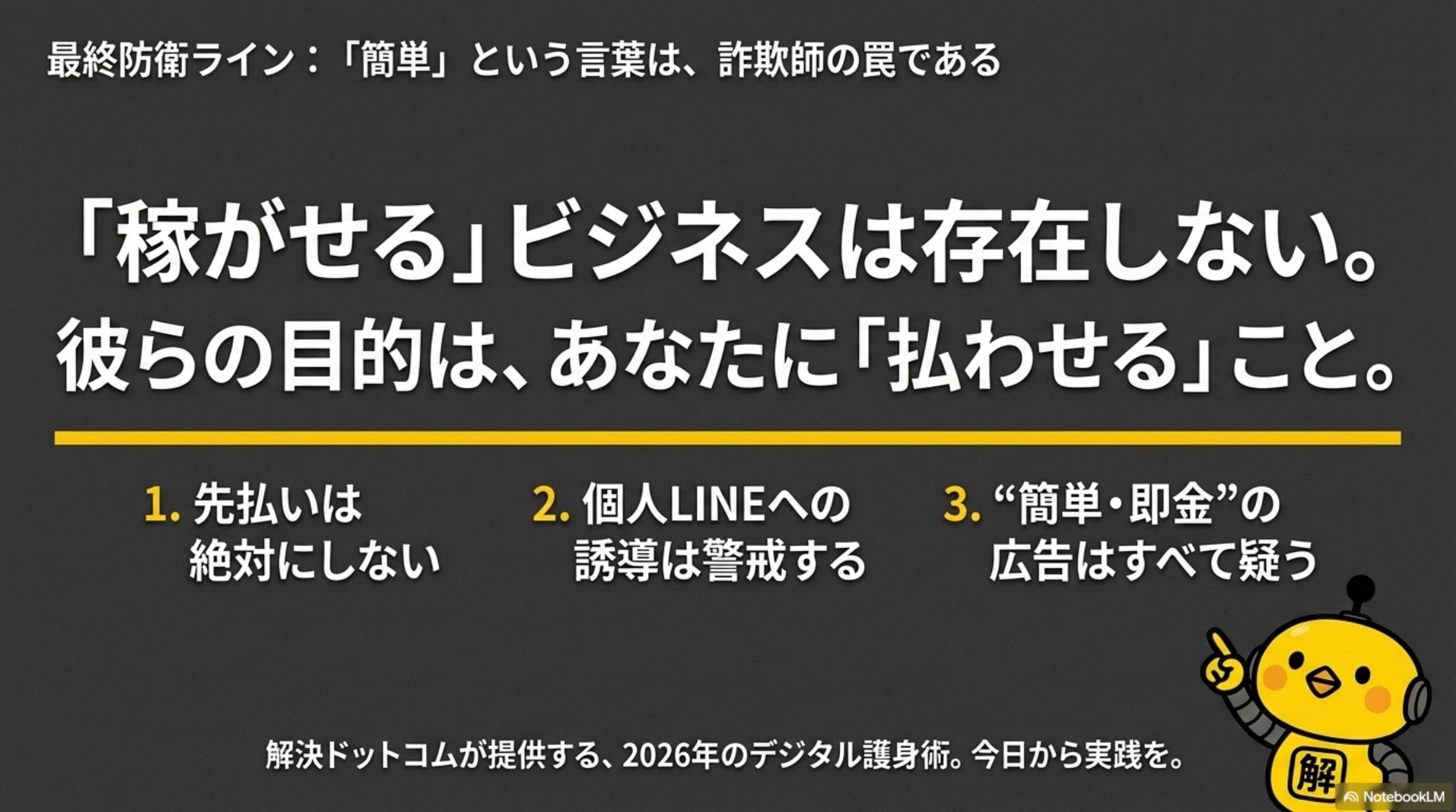 最終防衛ライン：稼がせるビジネスは存在しない