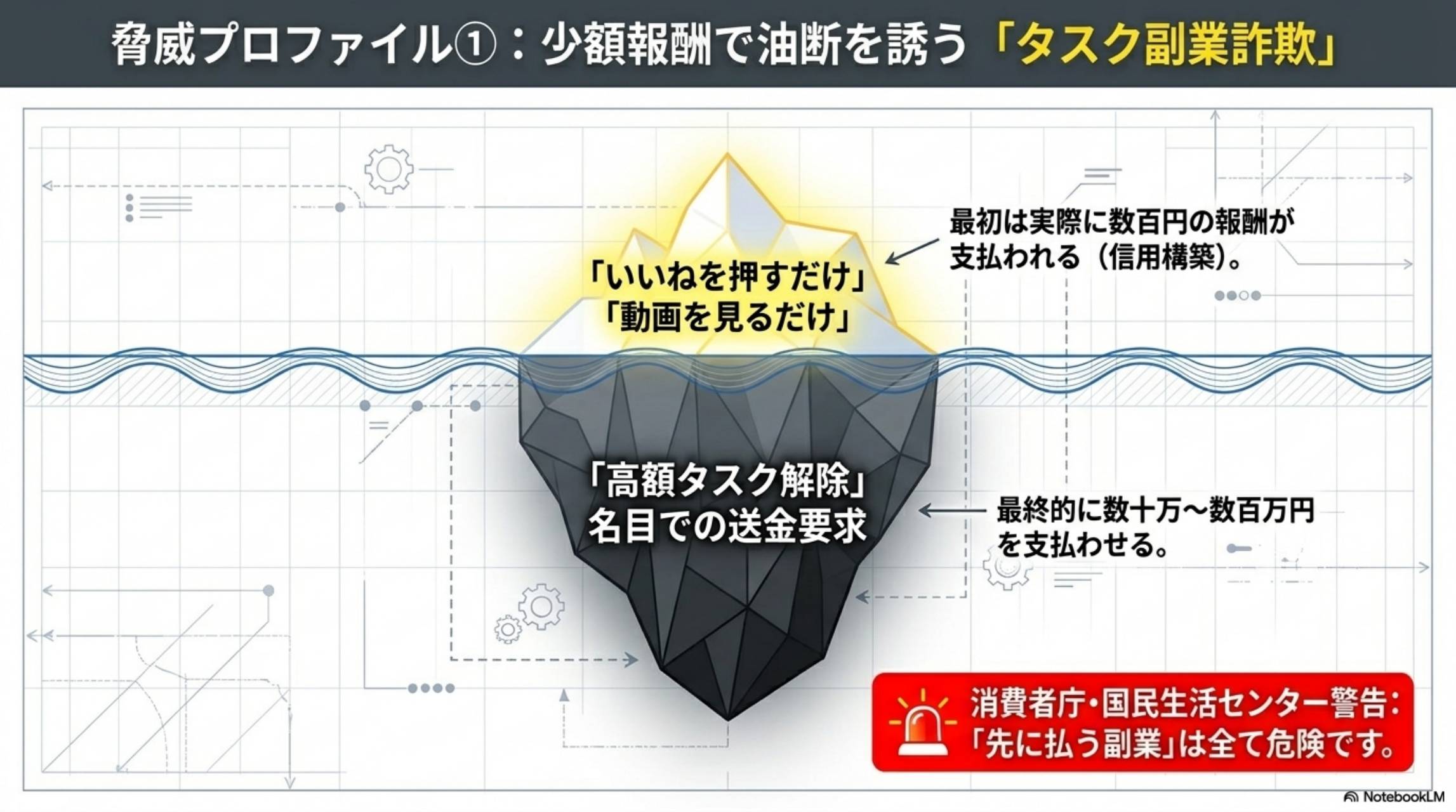 タスク副業詐欺：少額報酬で油断を誘う氷山の全貌