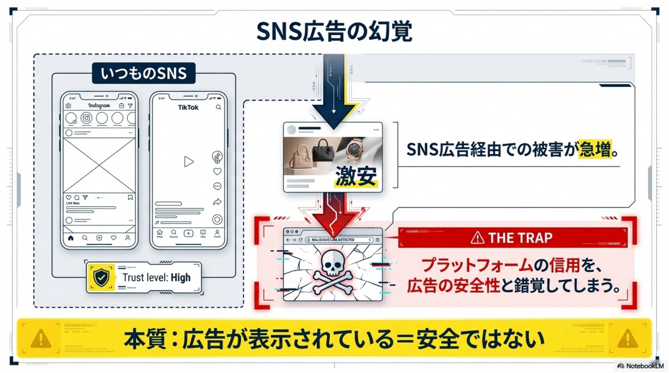 SNS広告の幻覚 プラットフォームの信用を広告の安全性と錯覚してしまう