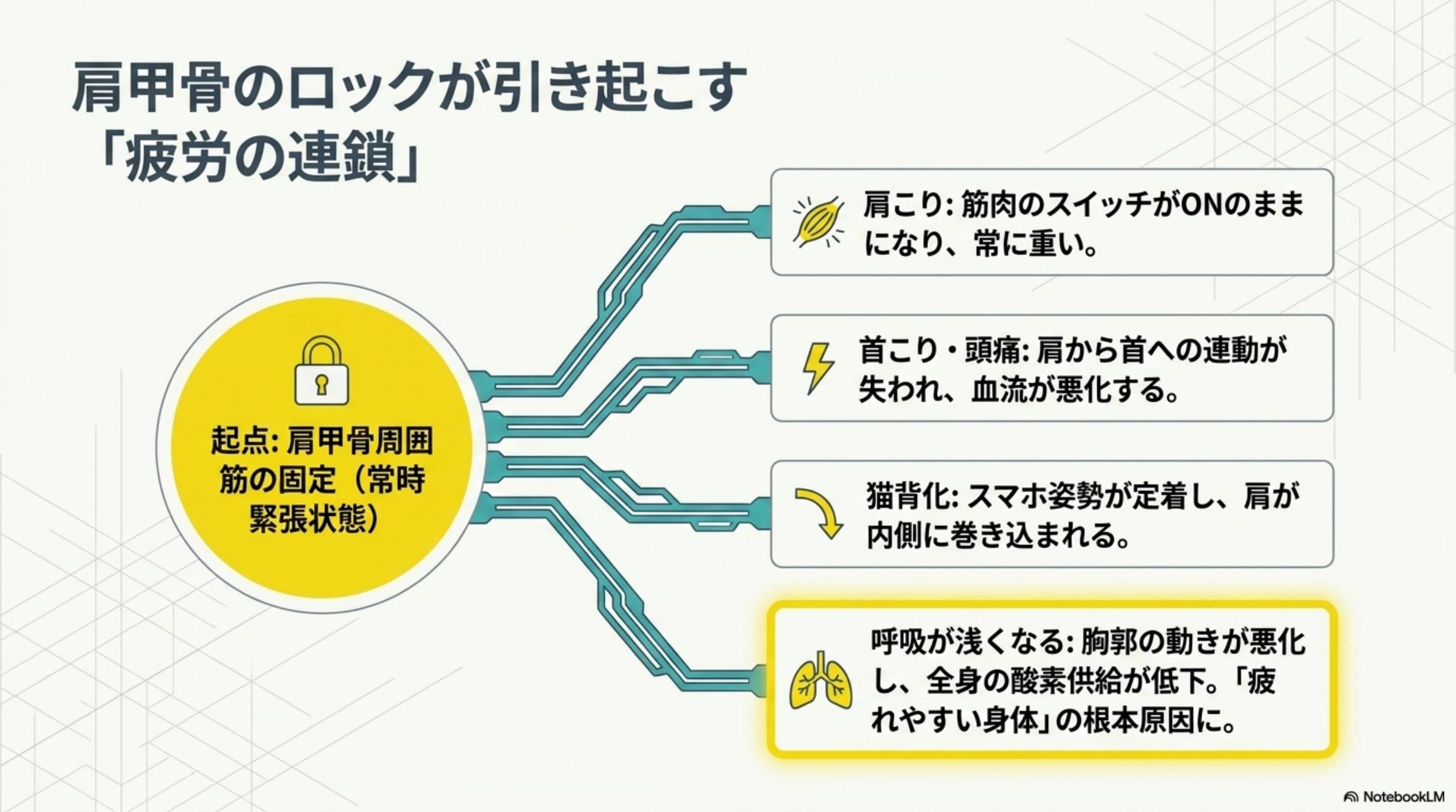 肩甲骨のロックが引き起こす疲労の連鎖