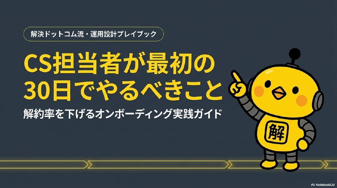 CS担当者が最初の30日でやるべきこと｜解約率を下げるオンボーディング実践ガイド｜解決ドットコム流・運用設計プレイブック