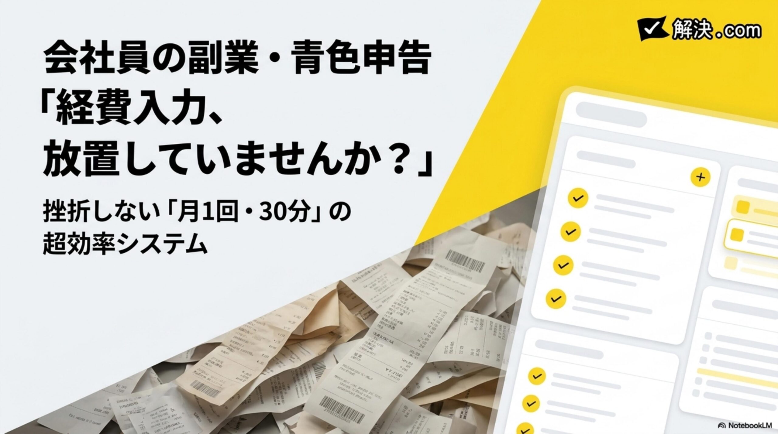 会社員の副業・青色申告「経費入力、放置していませんか？」挫折しない「月1回・30分」の超効率システム｜解決.com