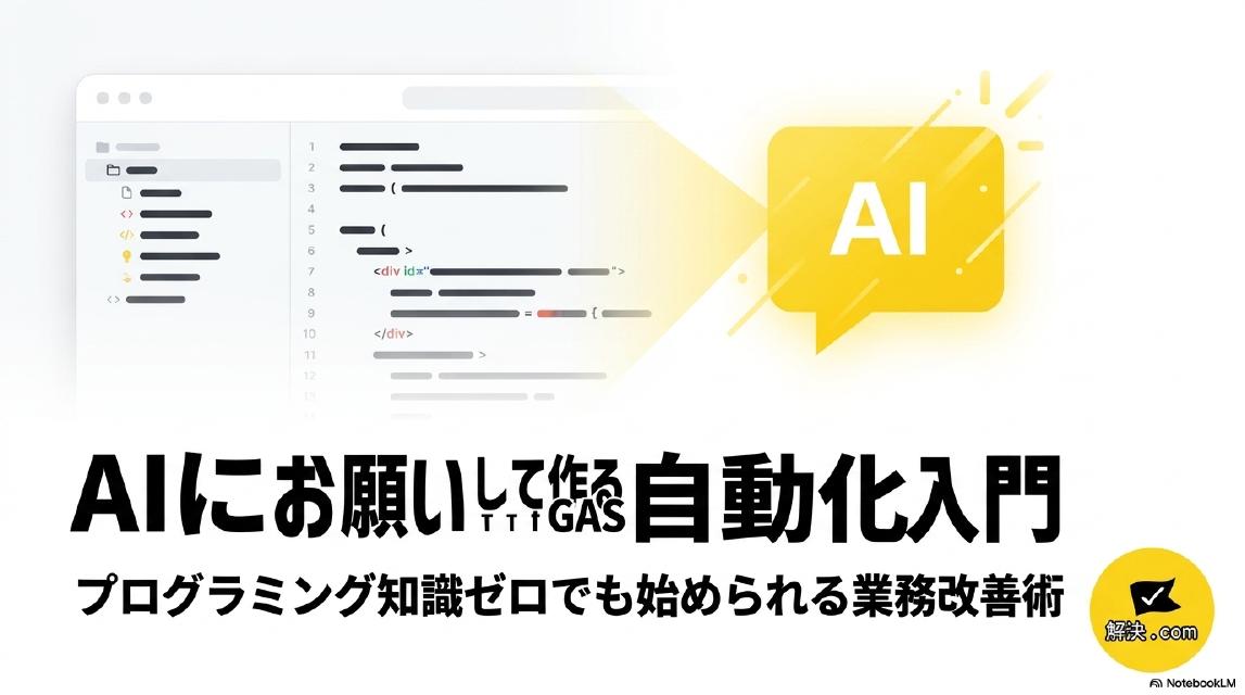 AIにお願いして作るGAS自動化入門｜プログラミング知識ゼロでも始められる業務改善術｜解決.com