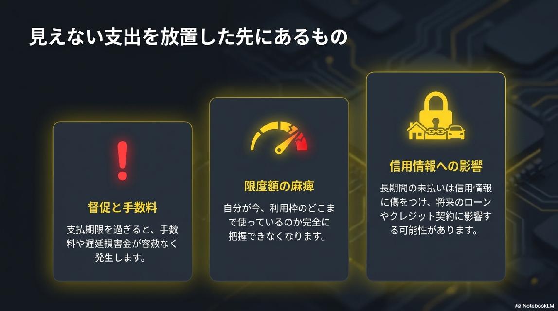 見えない支出を放置した先にあるもの。督促と手数料・限度額の麻痺・信用情報への影響。
