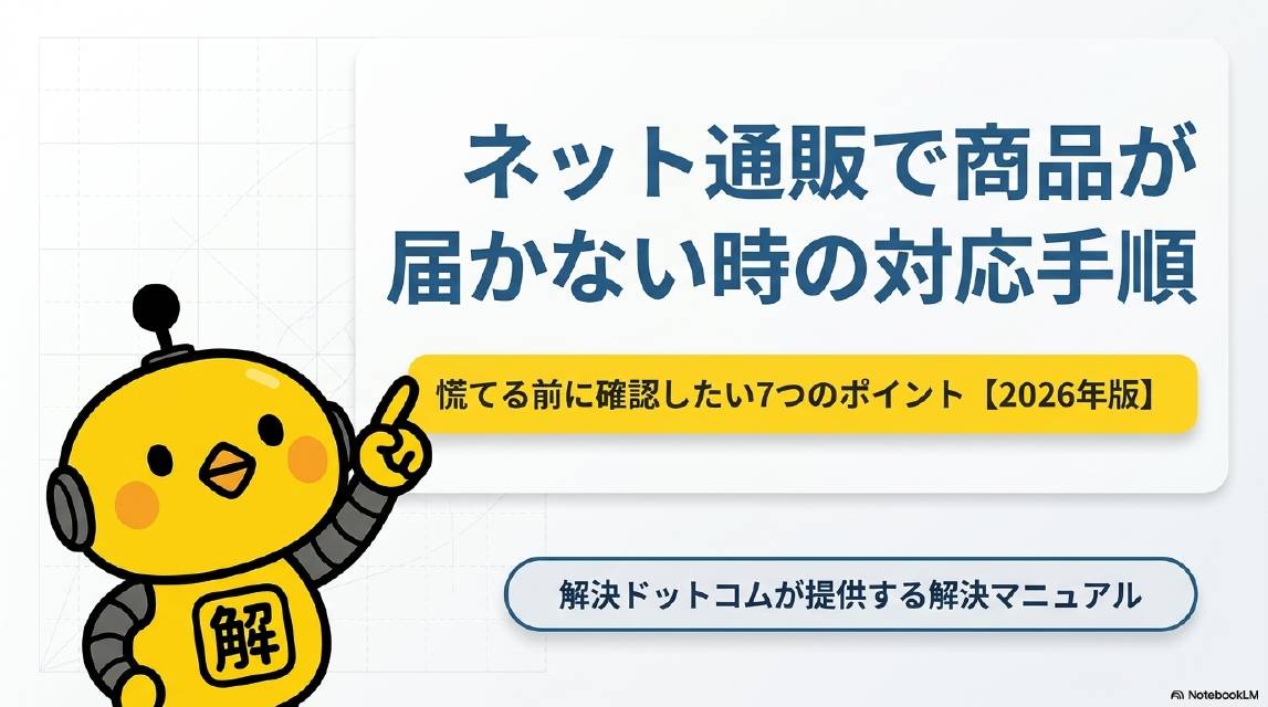 ネット通販で商品が届かない時の対応手順｜慌てる前に確認したい7つのポイント【2026年版】｜解決ドットコムが提供する解決マニュアル