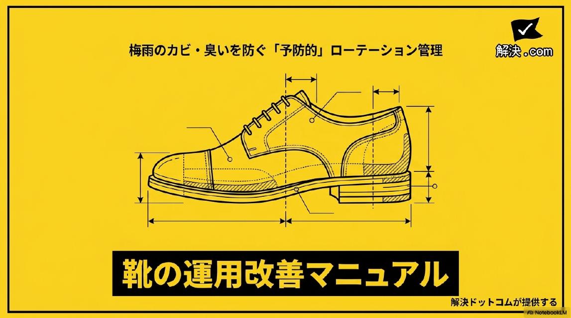 梅雨のカビ・臭いを防ぐ「予防的」ローテーション管理｜靴の運用改善マニュアル｜解決ドットコムが提供する