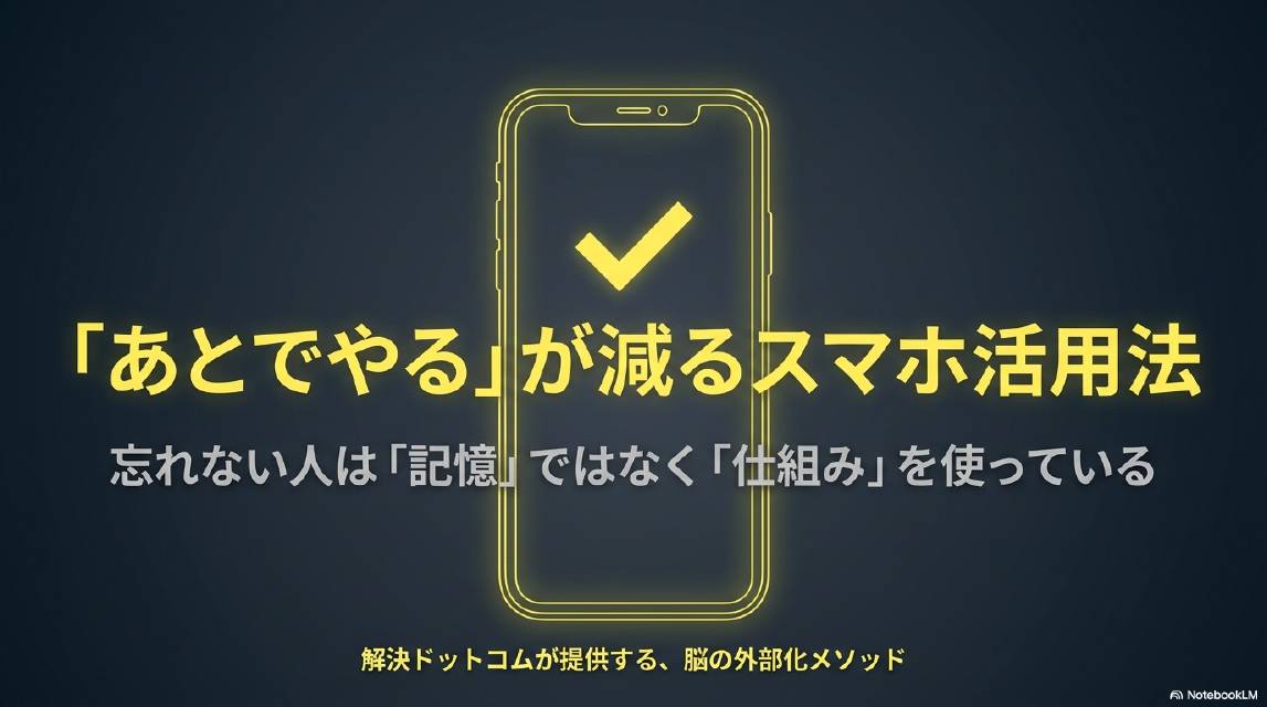 「あとでやる」が減るスマホ活用法｜忘れない人は記憶ではなく仕組みを使っている｜解決ドットコムが提供する脳の外部化メソッド