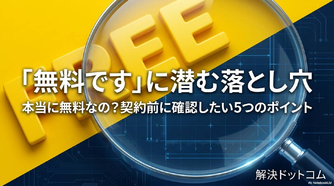 「無料です」に潜む落とし穴｜本当に無料なの？契約前に確認したい5つのポイント｜解決ドットコム