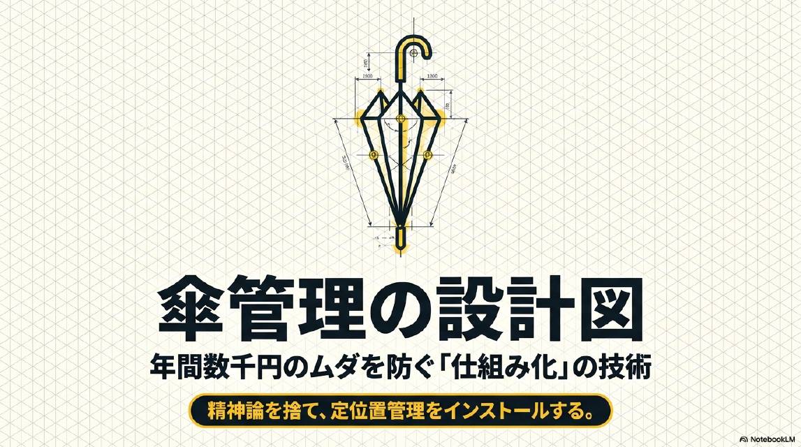 傘管理の設計図。年間数千円のムダを防ぐ仕組み化の技術。精神論を捨て定位置管理をインストールする。
