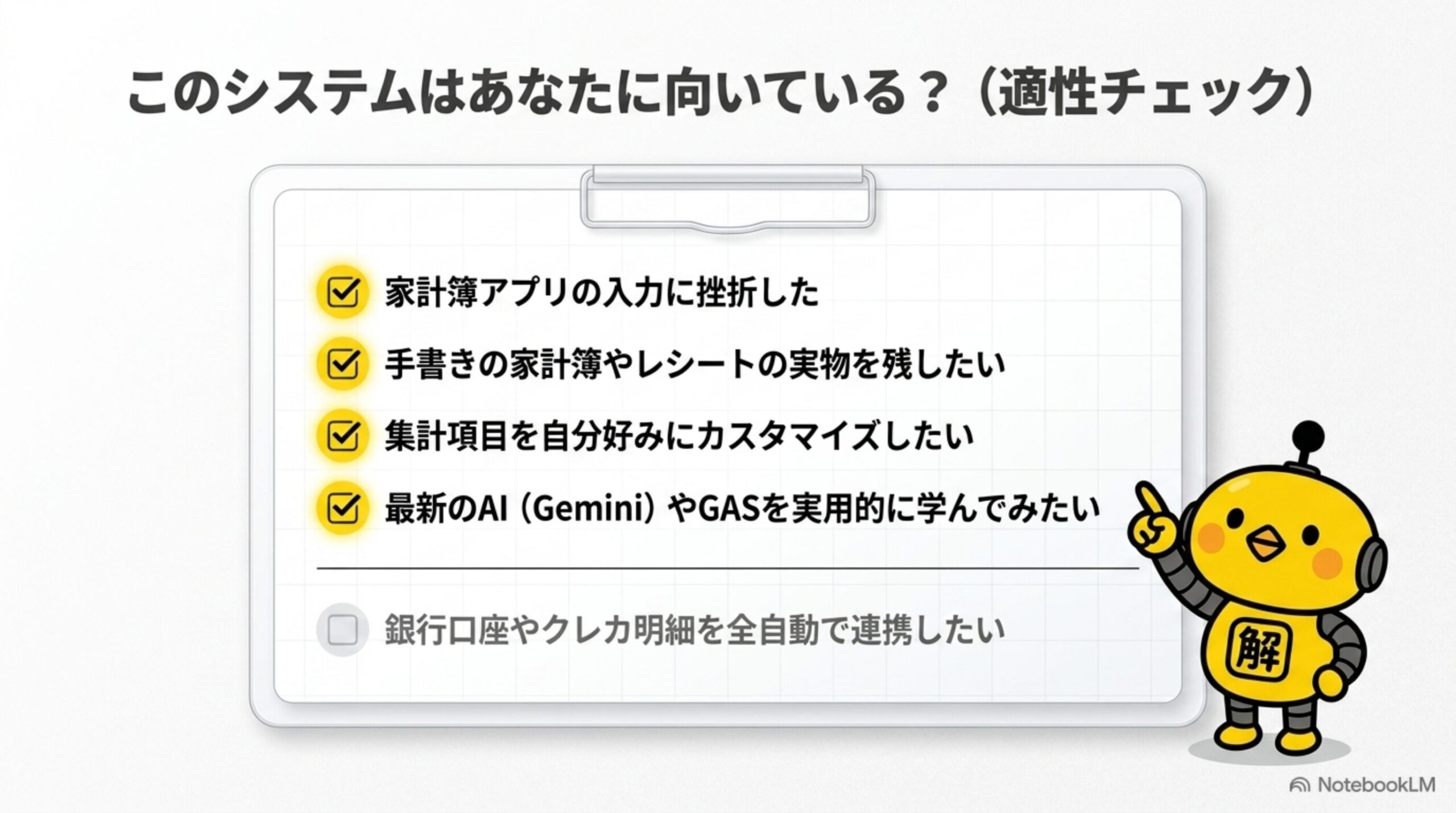 このシステムが向いているかどうかの適性チェックリスト カイピヨくん解説付き