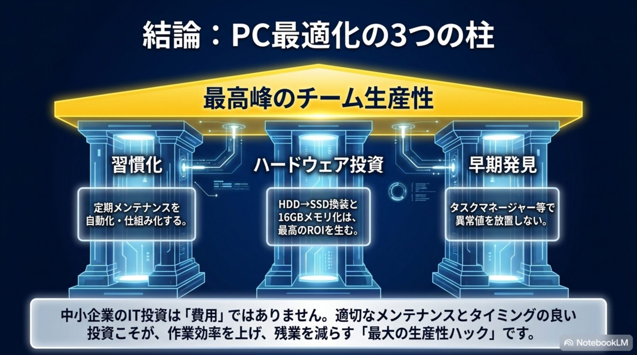 PC最適化の3つの柱―習慣化・ハードウェア投資・早期発見