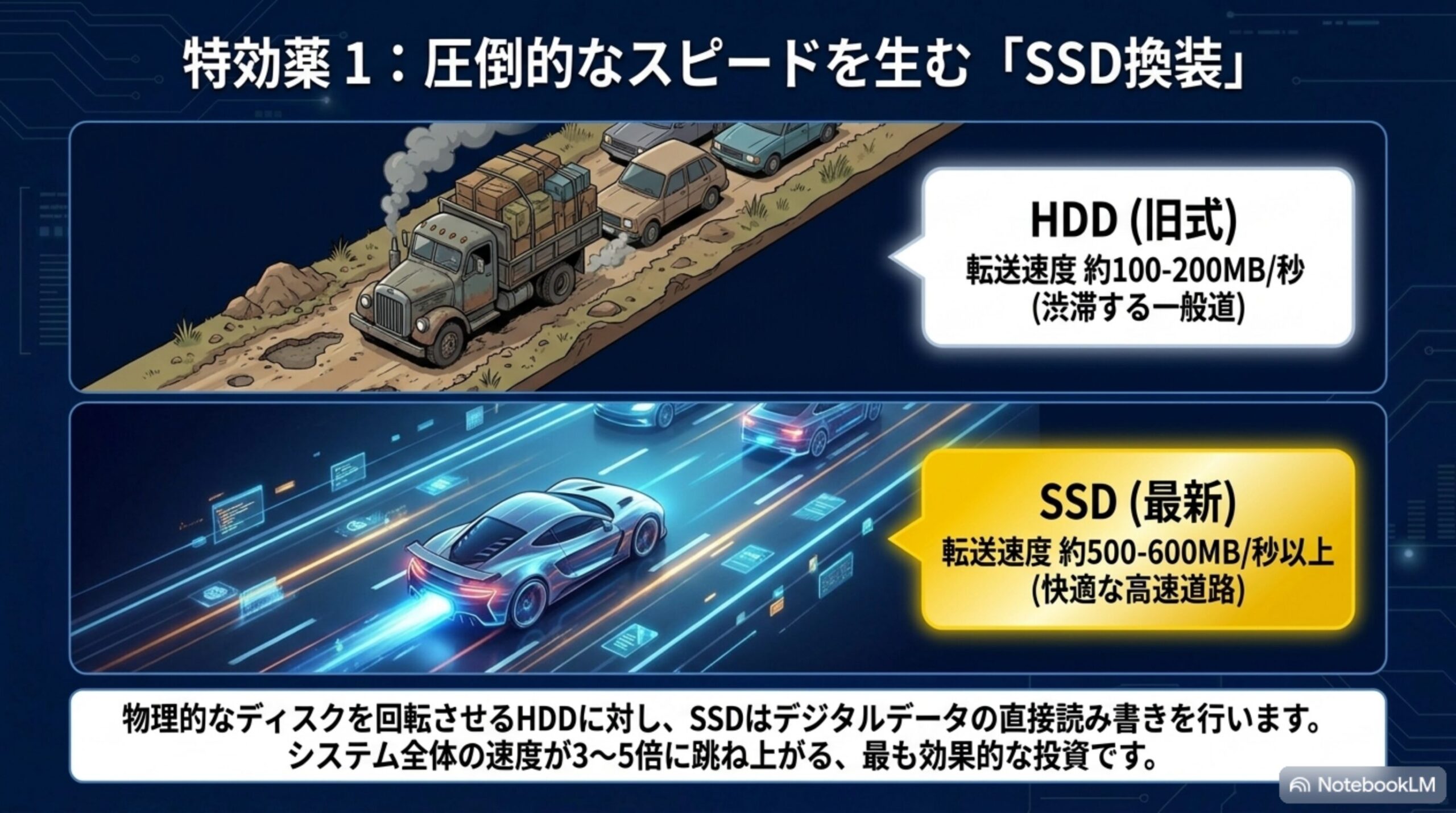 HDDからSSDへの換装による転送速度と体感速度の改善