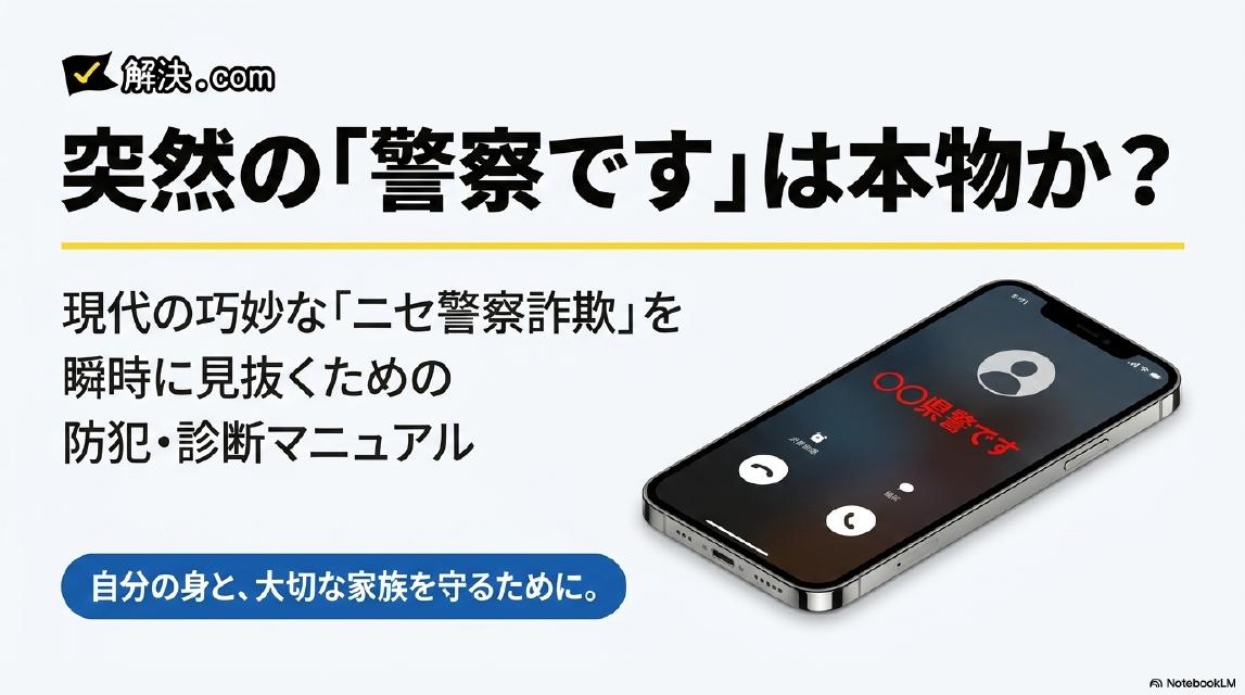 突然の「警察です」は本物か？現代の巧妙な「ニセ警察詐欺」を瞬時に見抜くための防犯・診断マニュアル｜解決.com