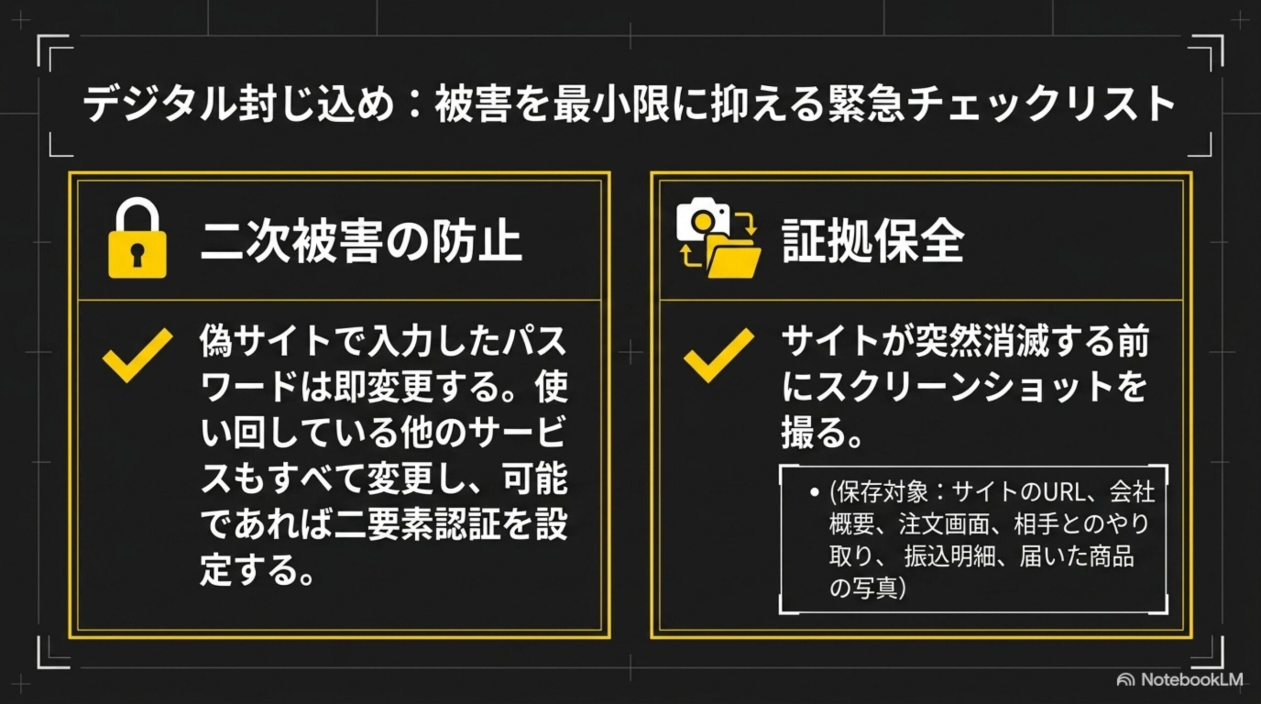 デジタル封じ込め：二次被害の防止と証拠保全の緊急チェックリスト