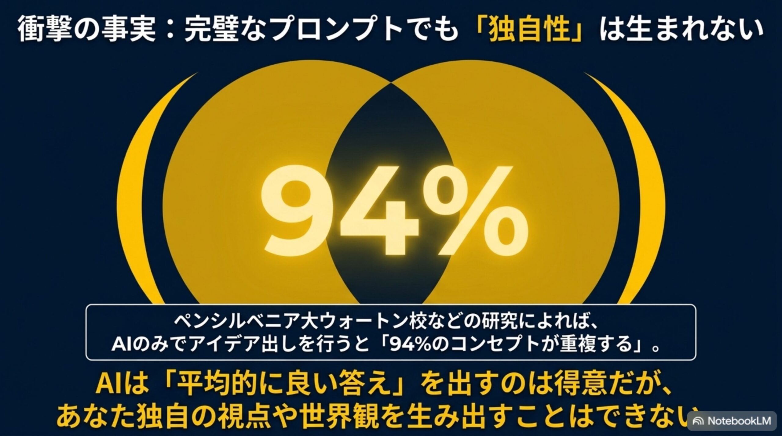 AIだけのアイデア出しでは94パーセントのコンセプトが重複する