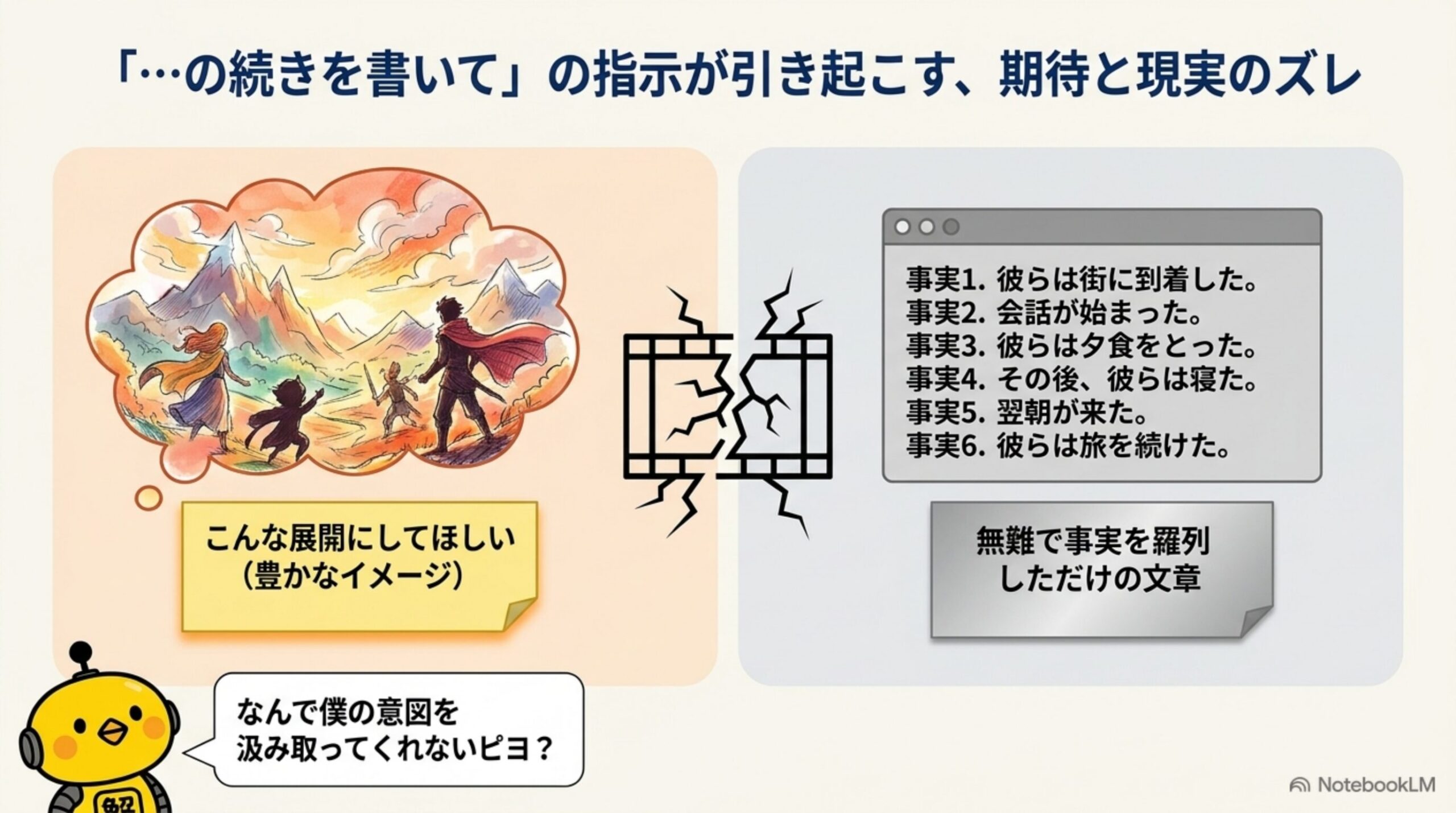 続きを書いてという曖昧な指示が引き起こす期待と現実のズレ