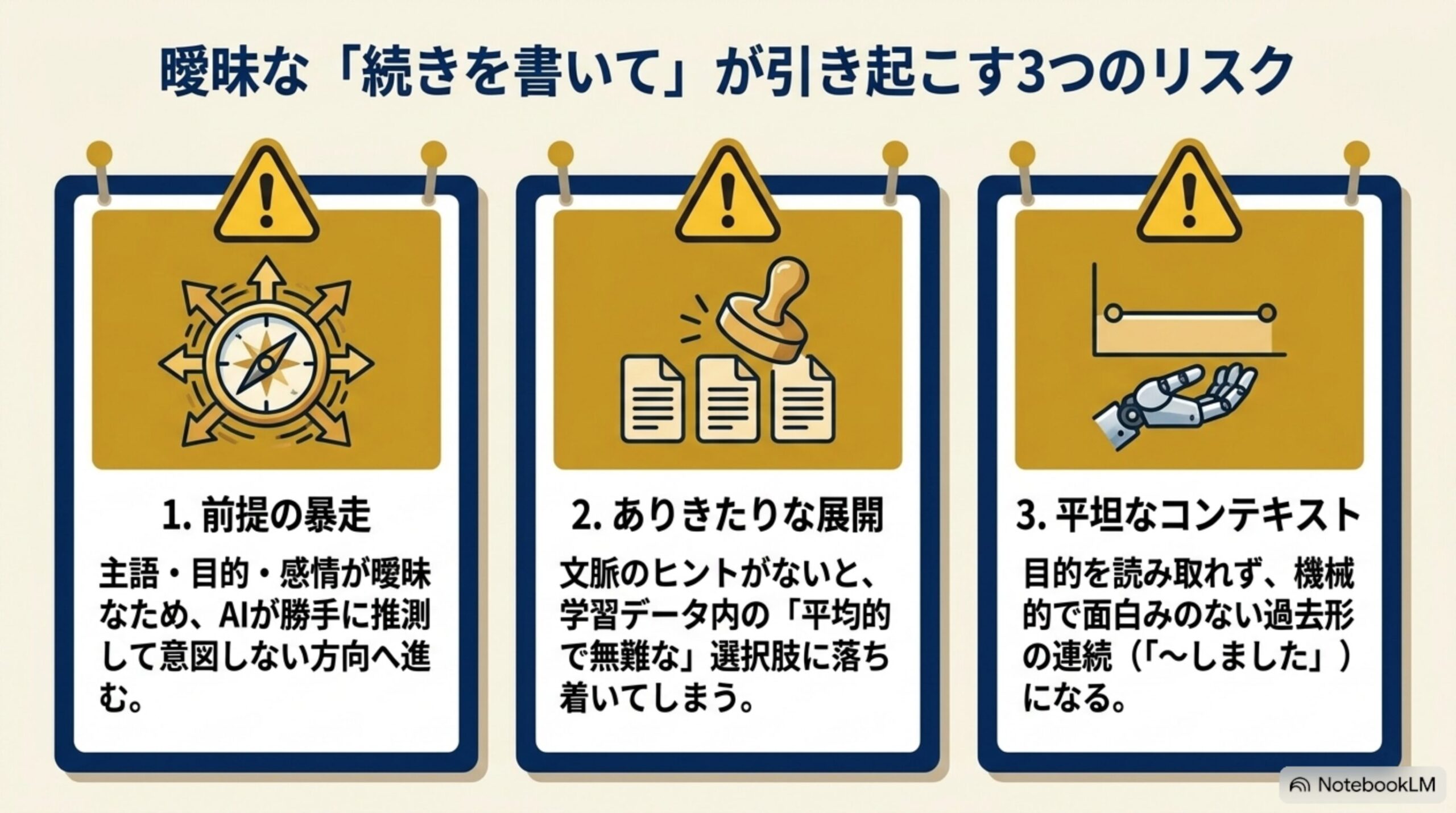 曖昧な続きを書いてが引き起こす前提暴走・ありきたりな展開・平坦な文脈