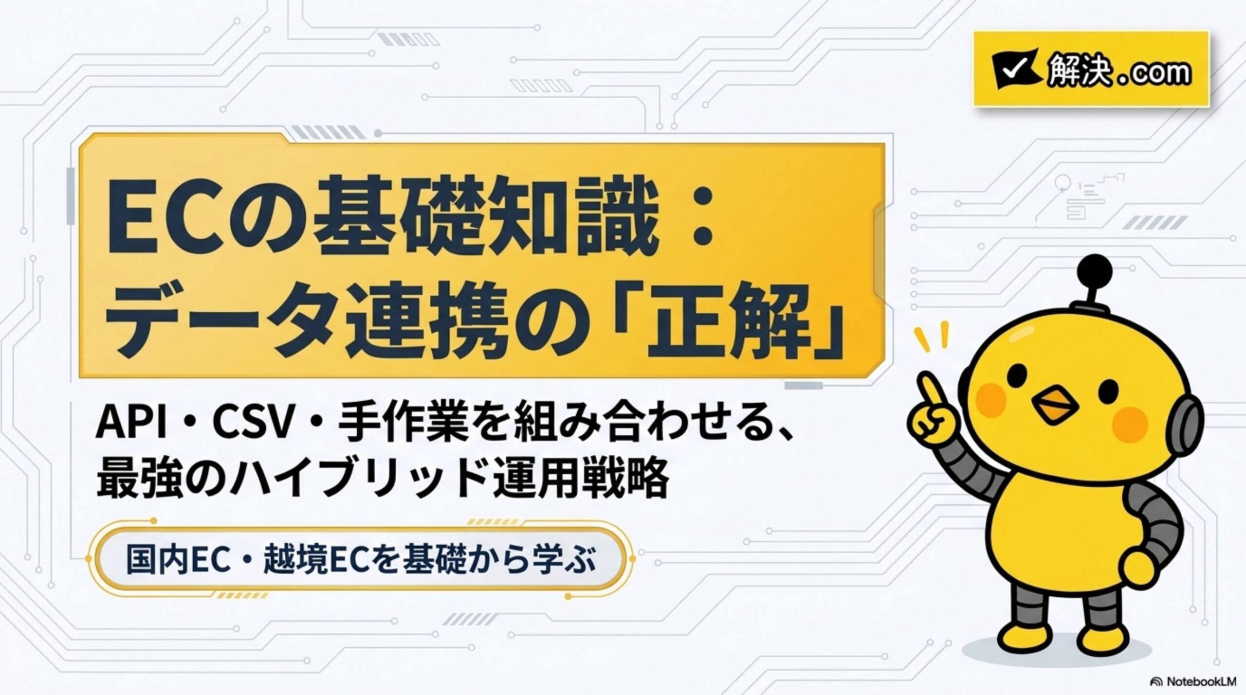 ECの基礎知識：データ連携の「正解」。API・CSV・手作業を組み合わせる、最強のハイブリッド運用戦略。国内EC・越境ECを基礎から学ぶ