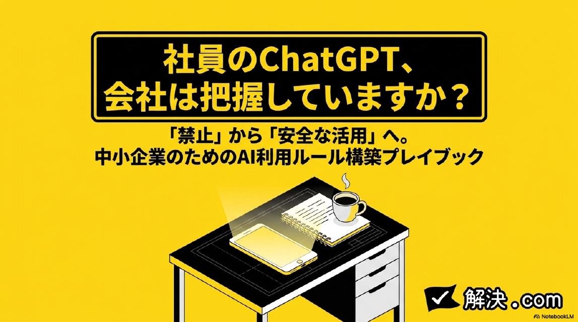 社員のChatGPT、会社は把握していますか？『禁止』から『安全な活用』へ。中小企業のためのAI利用ルール構築プレイブック｜解決.com