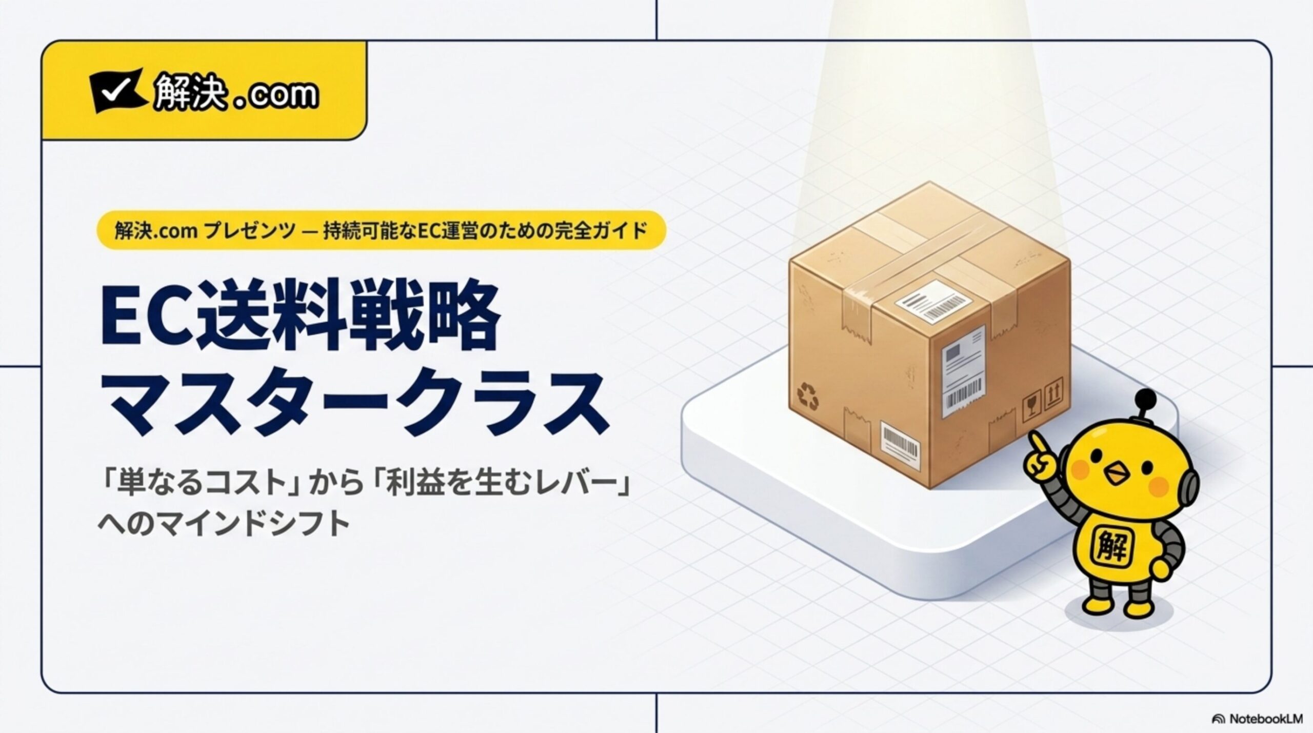 解決.comプレゼンツ 持続可能なEC運営のための完全ガイド。EC送料戦略マスタークラス。「単なるコスト」から「利益を生むレバー」へのマインドシフト