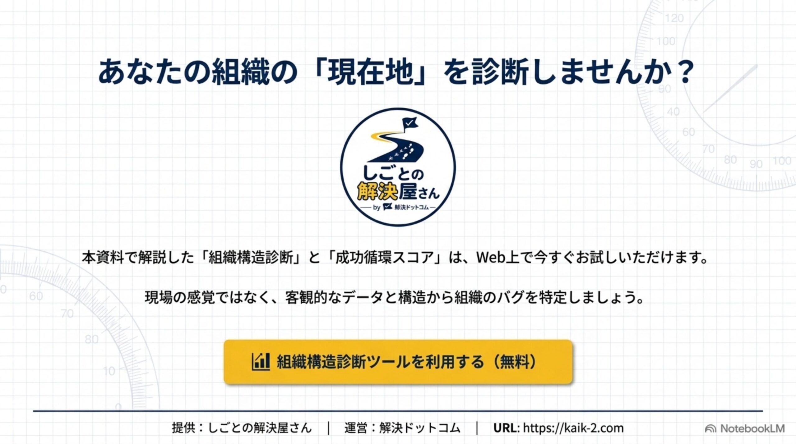 組織構造診断と成功循環スコアで組織の現在地を確認する案内