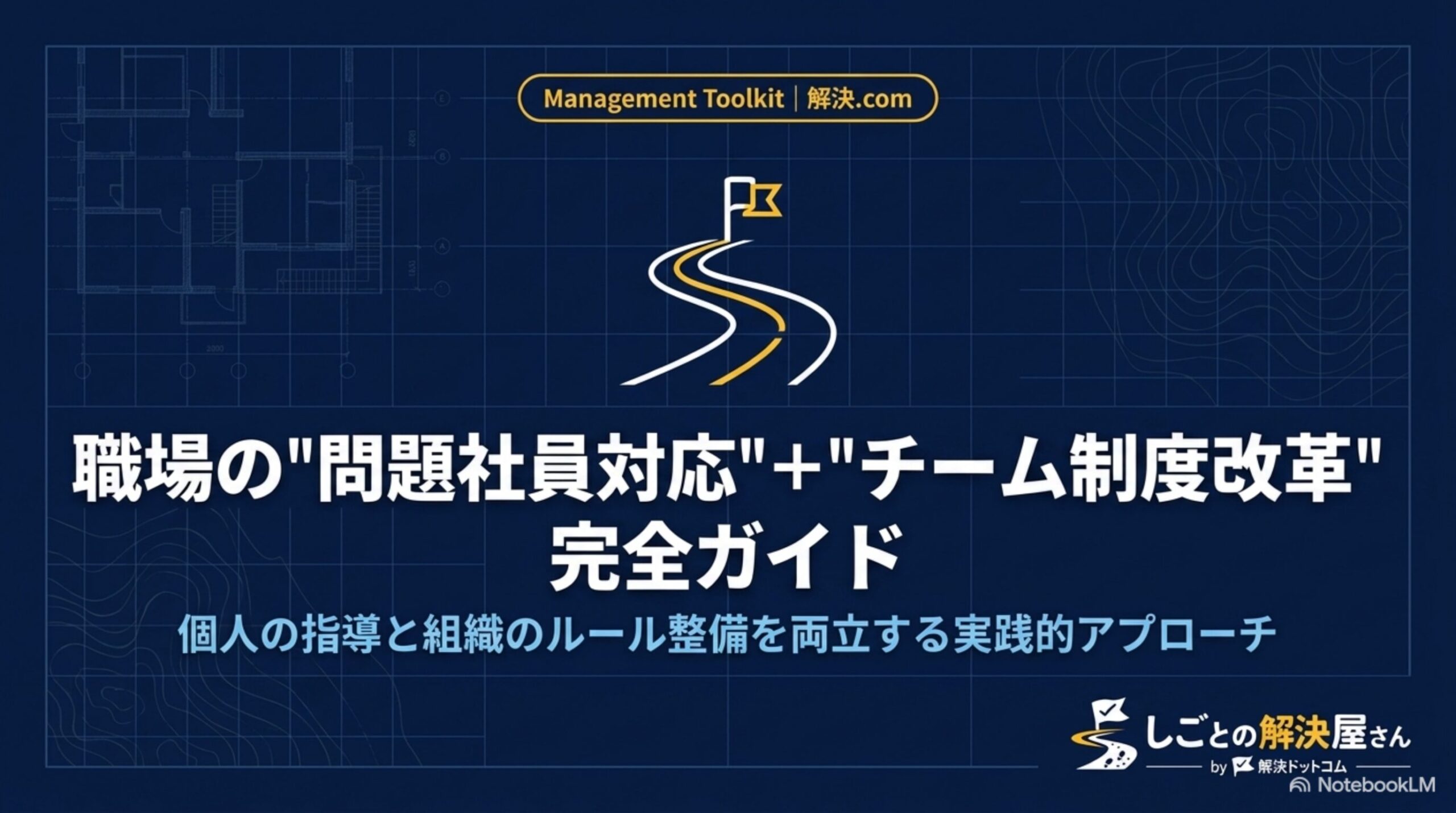 職場の問題社員対応とチーム制度改革の全体像を示す表紙スライド