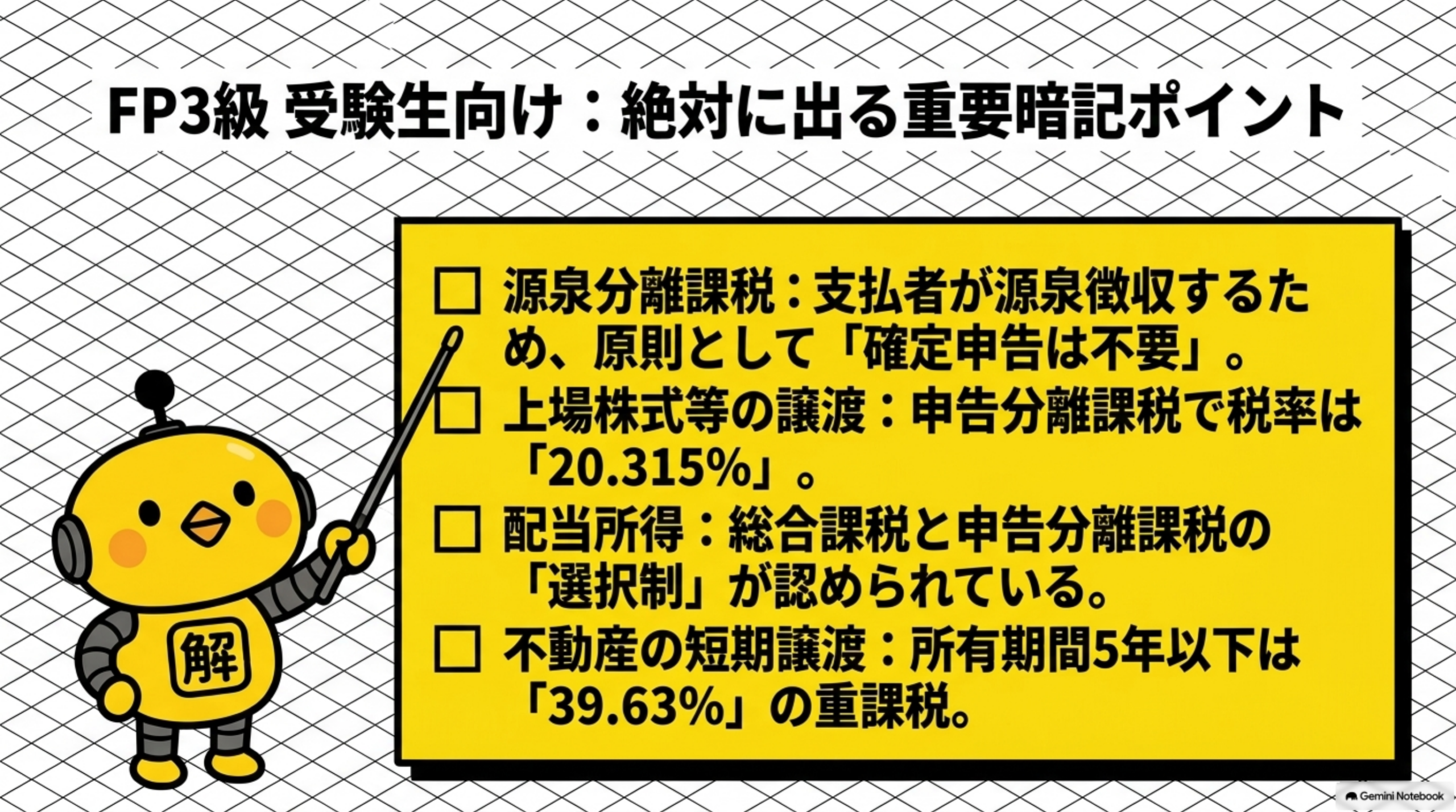 FP3級で押さえる分離課税の重要暗記ポイント